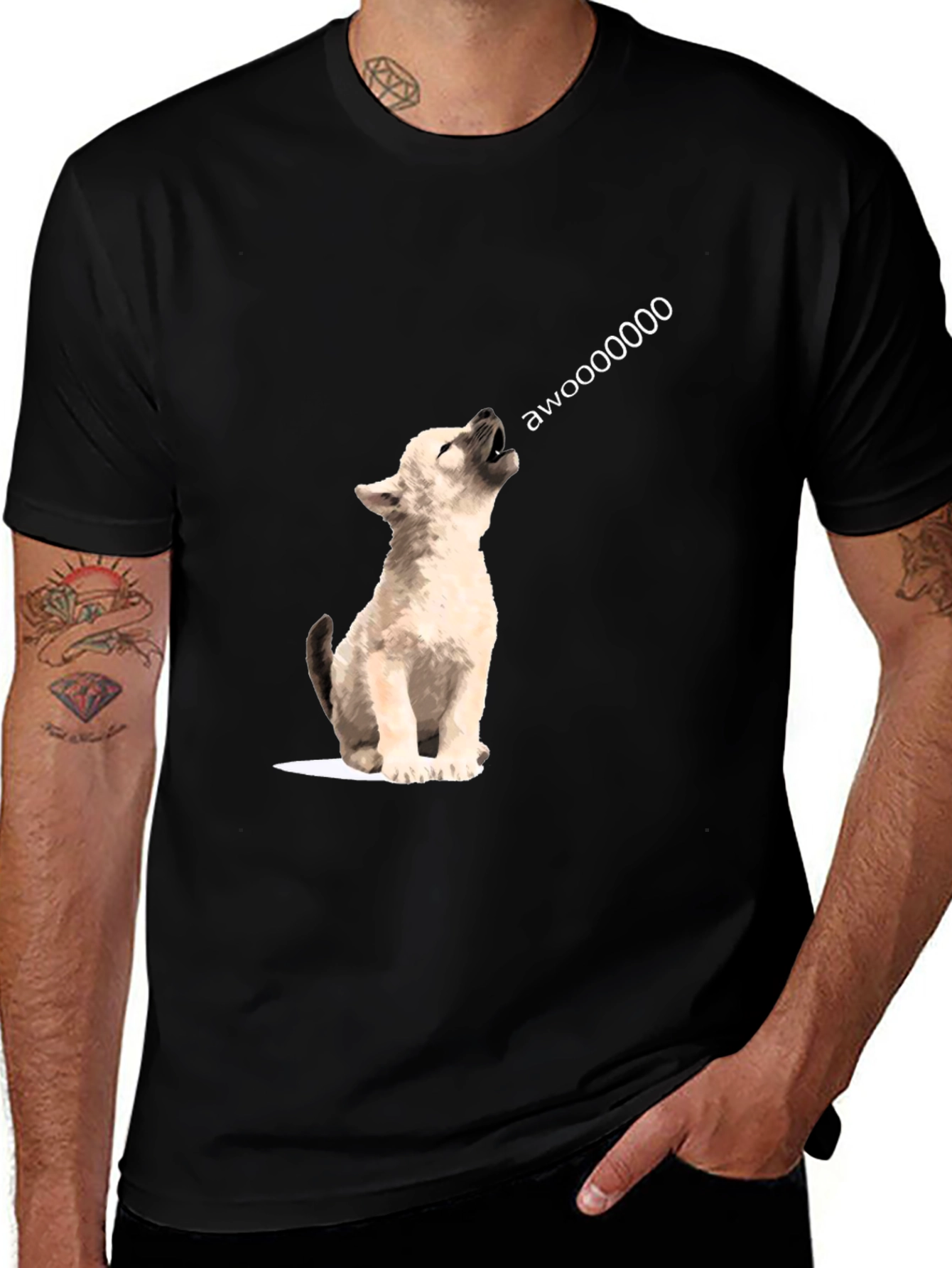 Awoooo Wolf Graphic Tee - Black