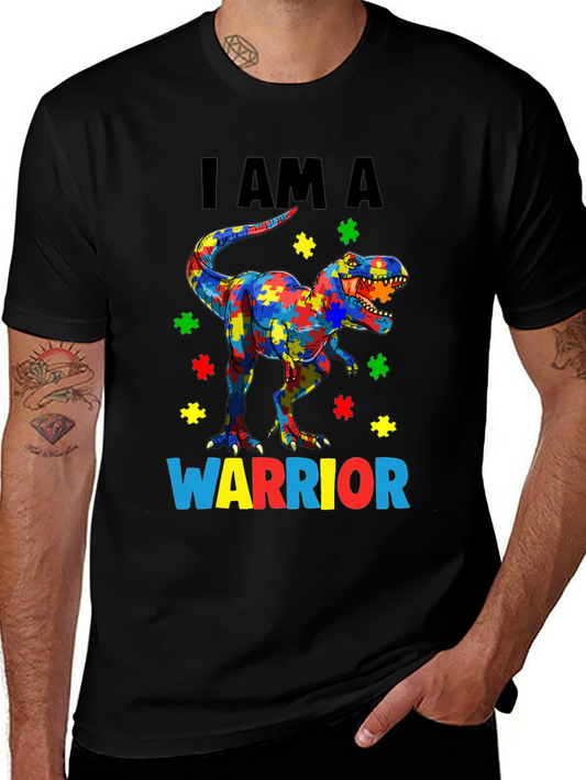 Autism Awareness Dinosaur T-Shirt - I AM A Warrior