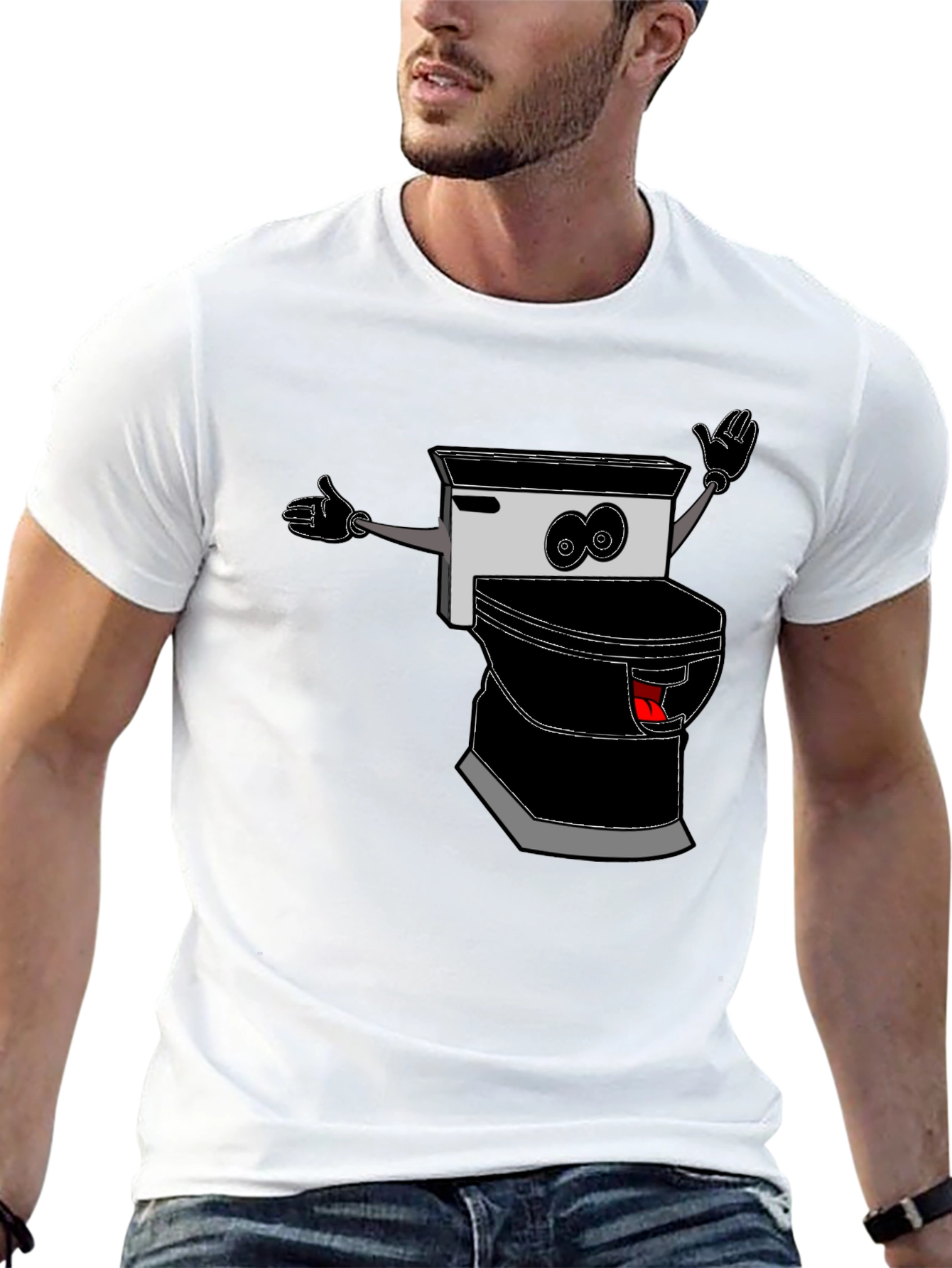 Cartoon Toilet T-Shirt - Black Humor Tee