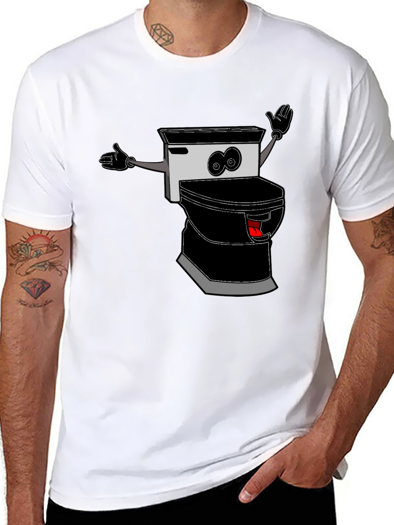 Cartoon Toilet T-Shirt - Black Humor Tee
