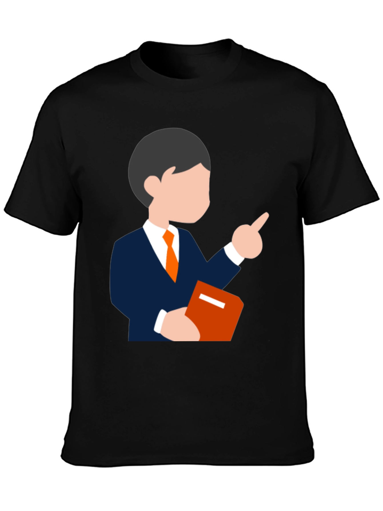 Cartoon Teacher Graphic Tee - Black T-Shirt