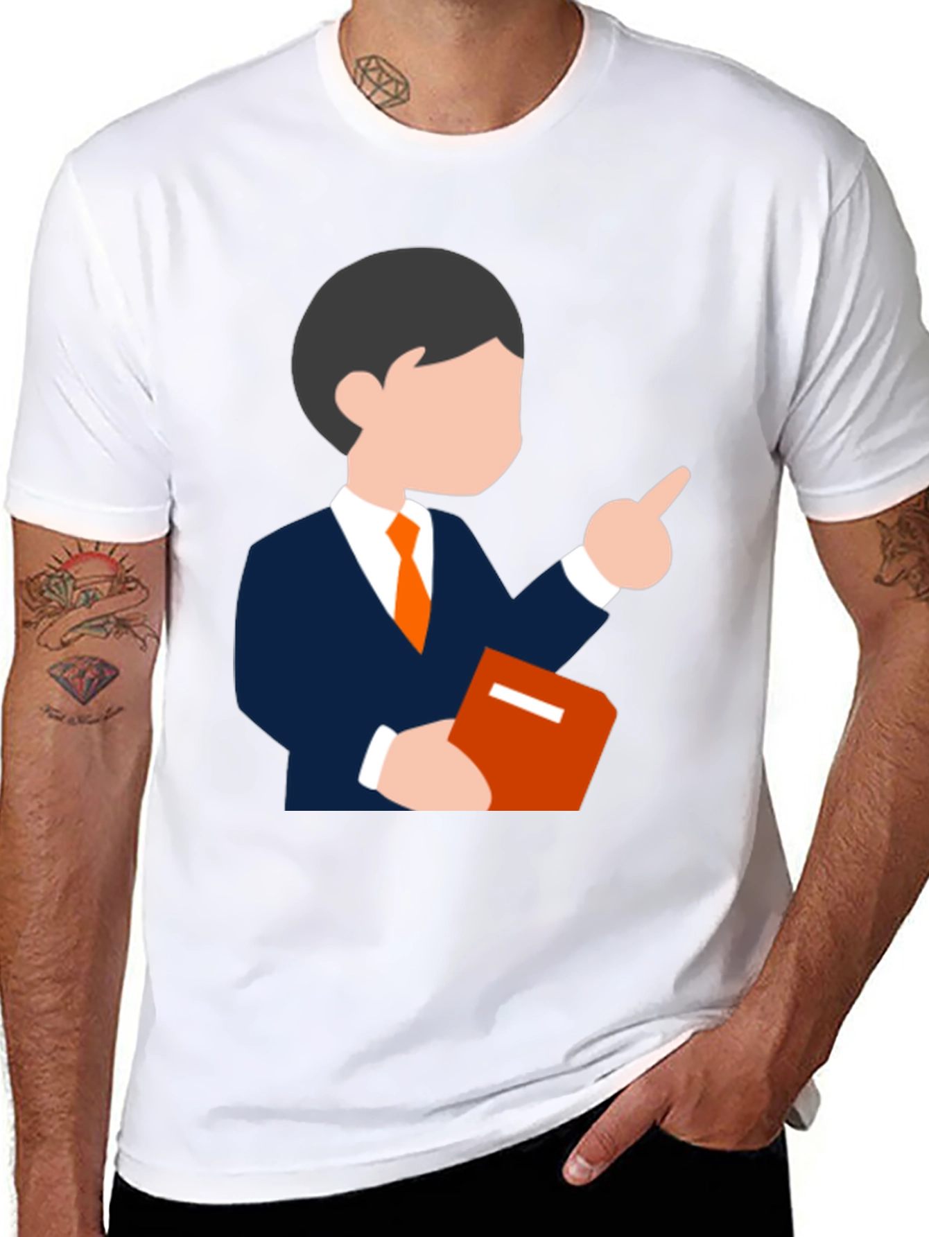 Cartoon Teacher Graphic Tee - Black T-Shirt