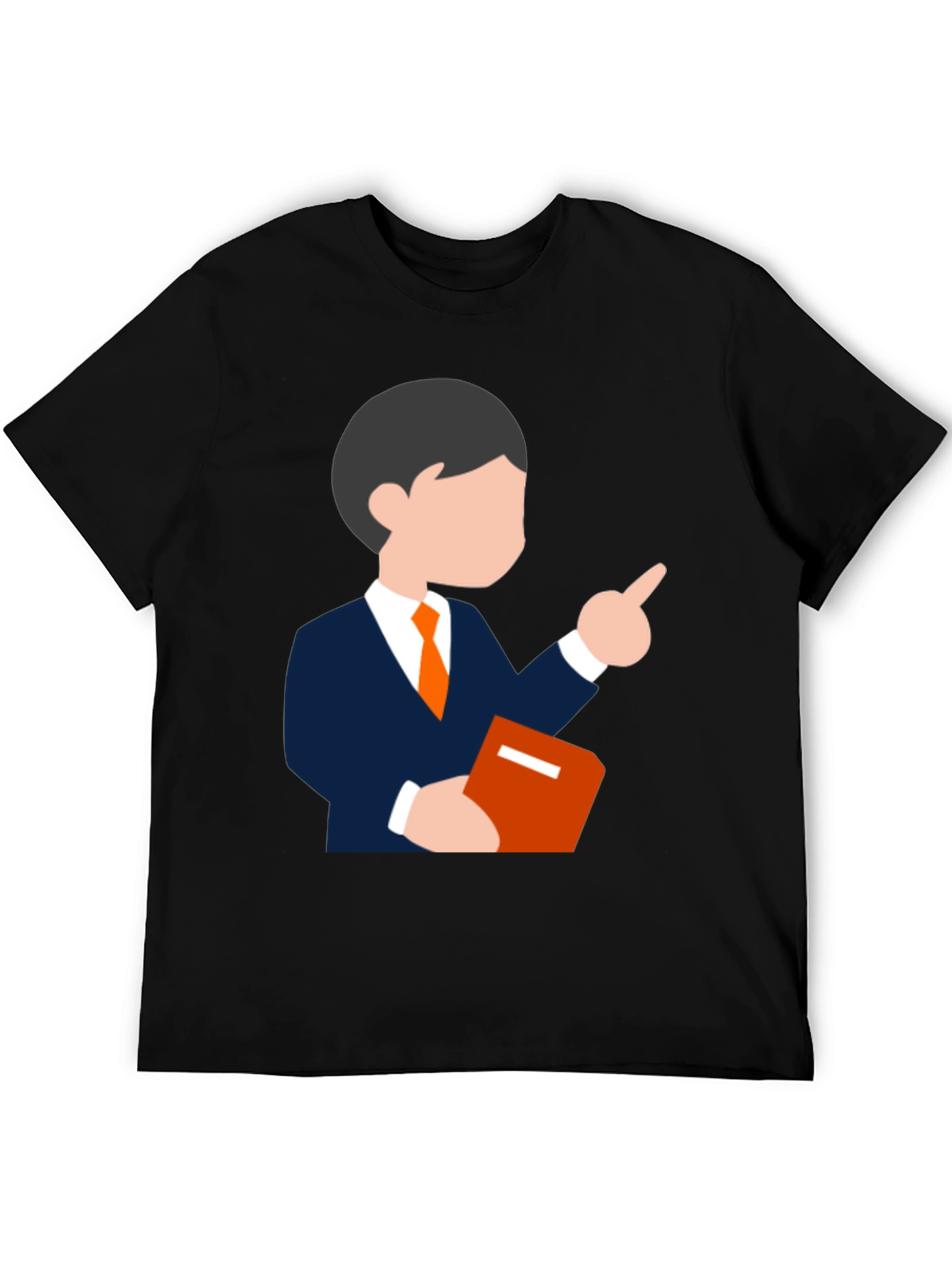 Cartoon Teacher Graphic Tee - Black T-Shirt