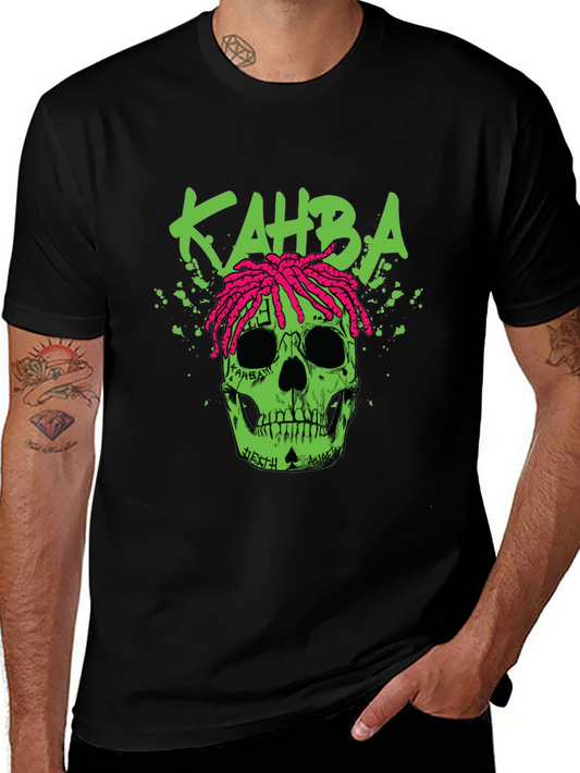 Kahba Skull Graphic Print T-Shirt - Black