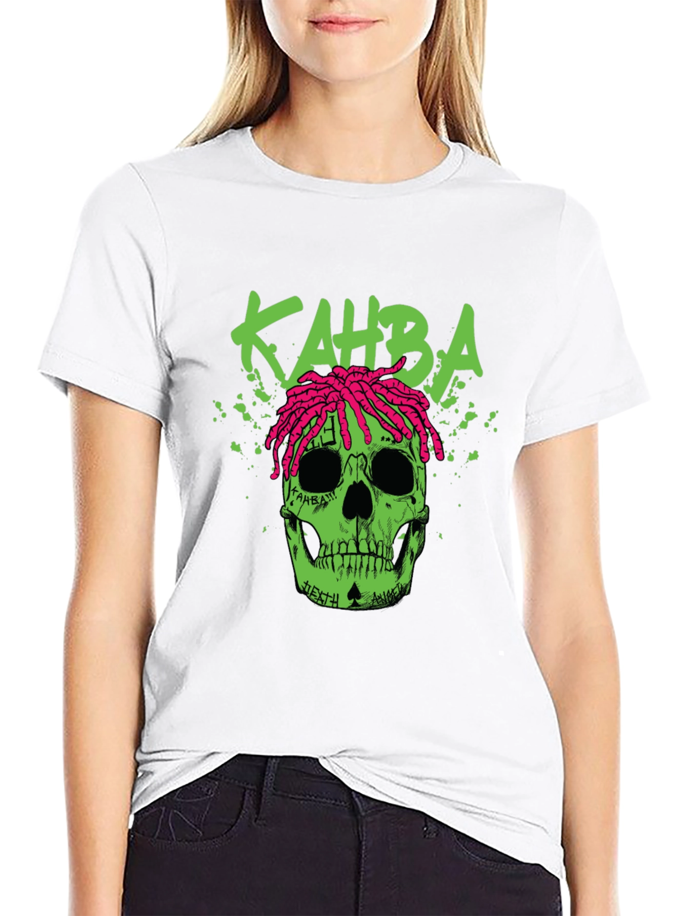 Kahba Skull Graphic Print T-Shirt - Black