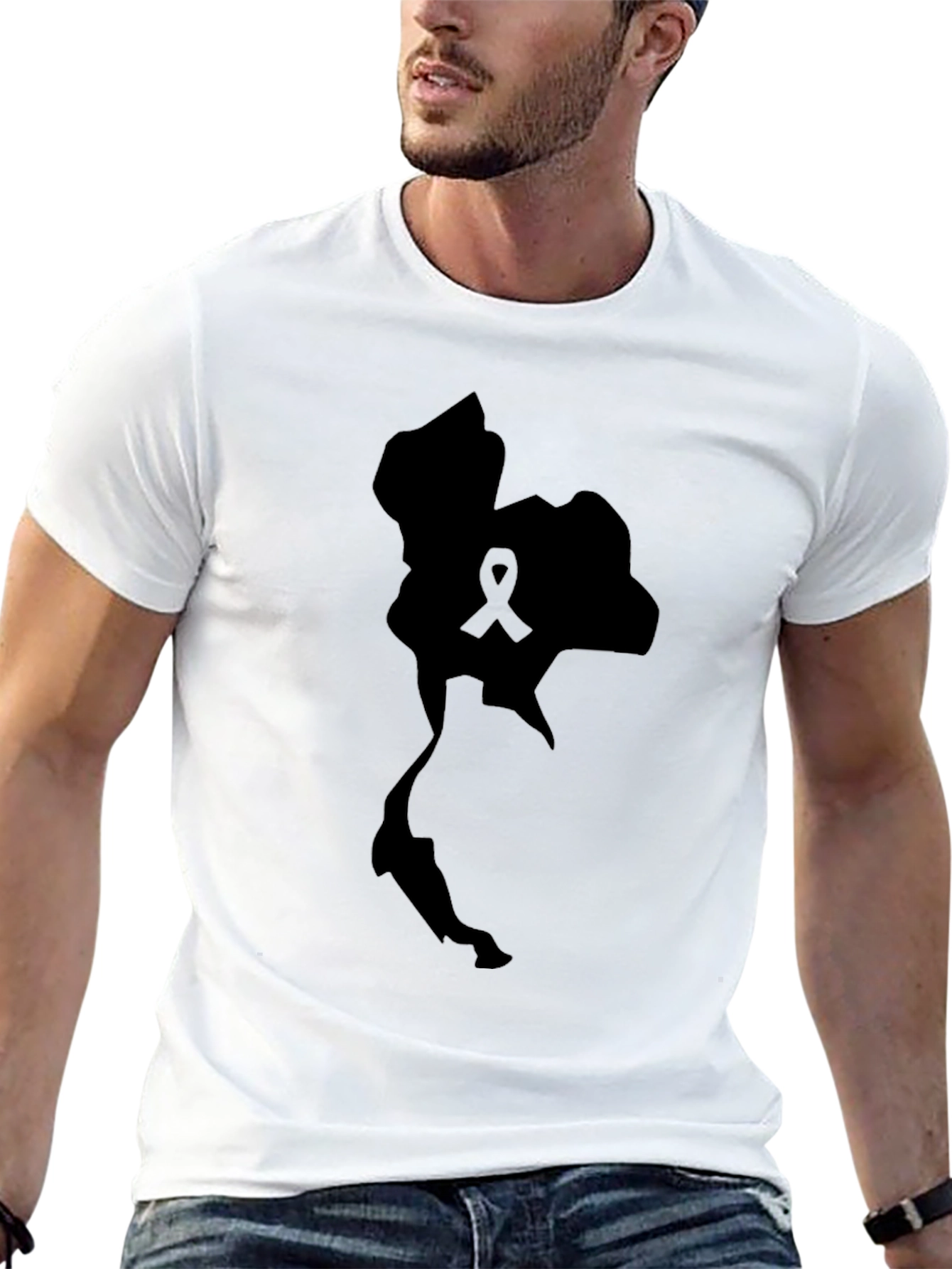 Thailand Map Ribbon Support Tee - Black