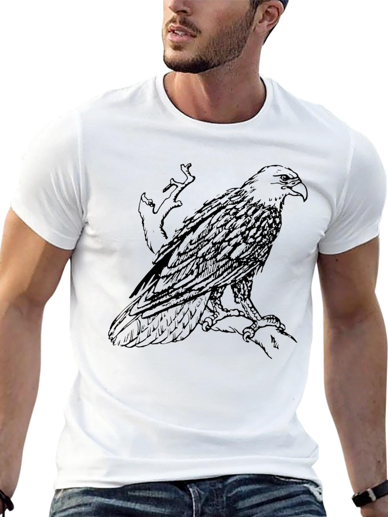 Mens Black Eagle Graphic T-Shirt