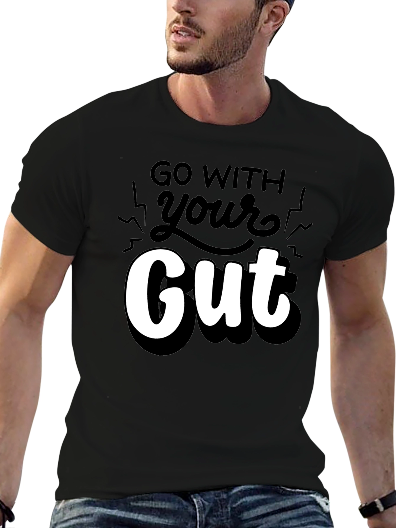 Go With Your Gut Graphic T-Shirt - Black