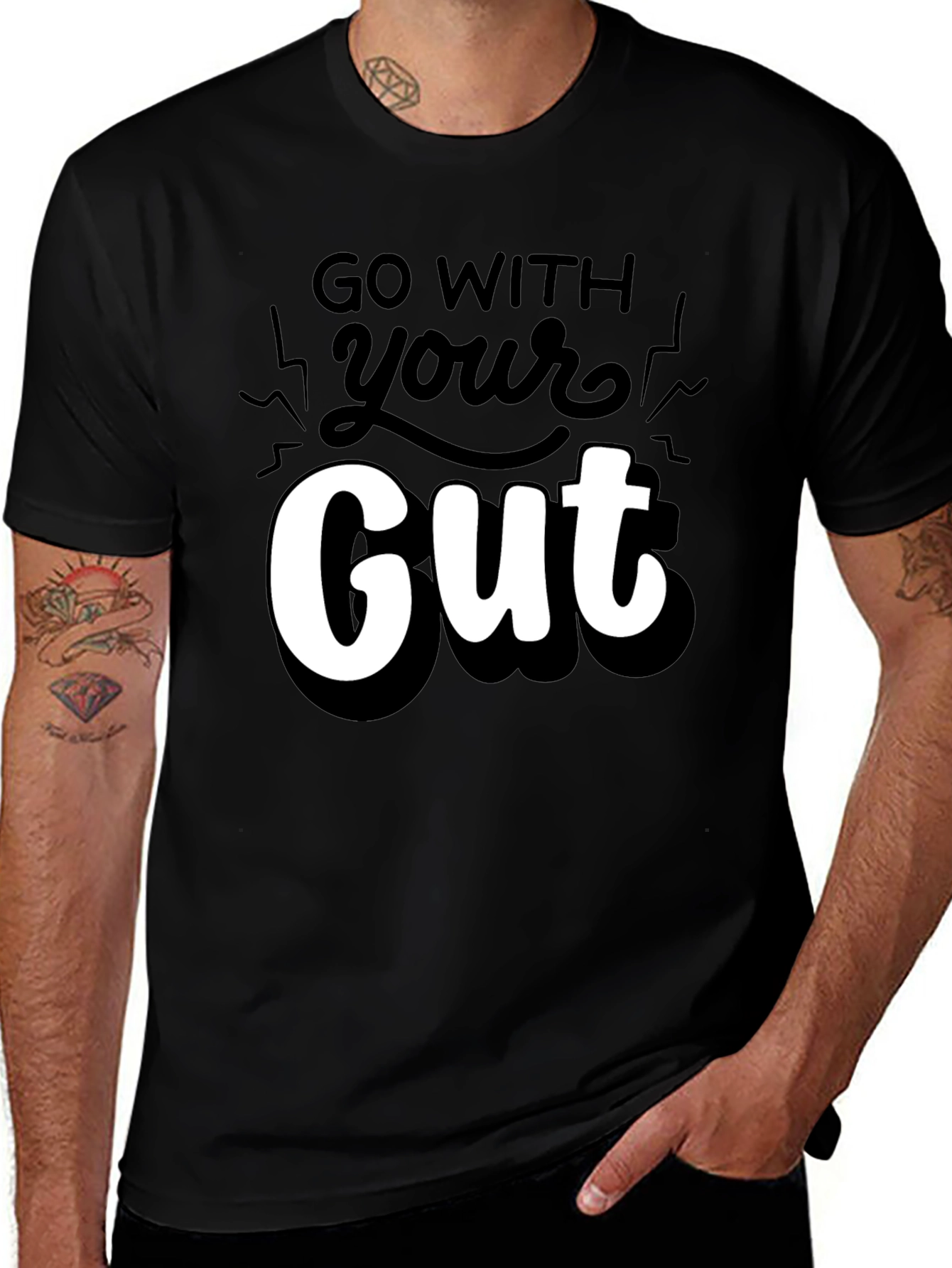 Go With Your Gut Graphic T-Shirt - Black