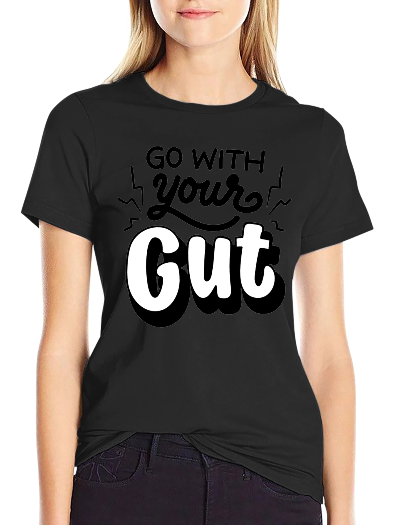 Go With Your Gut Graphic T-Shirt - Black