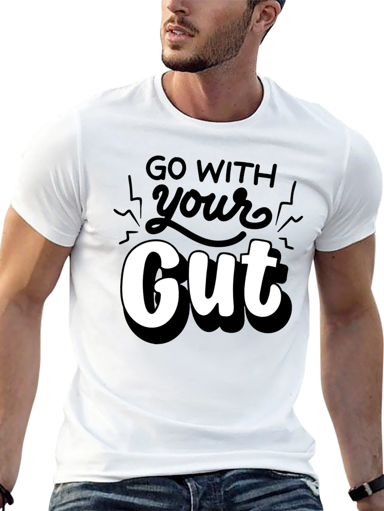 Go With Your Gut Graphic T-Shirt - Black