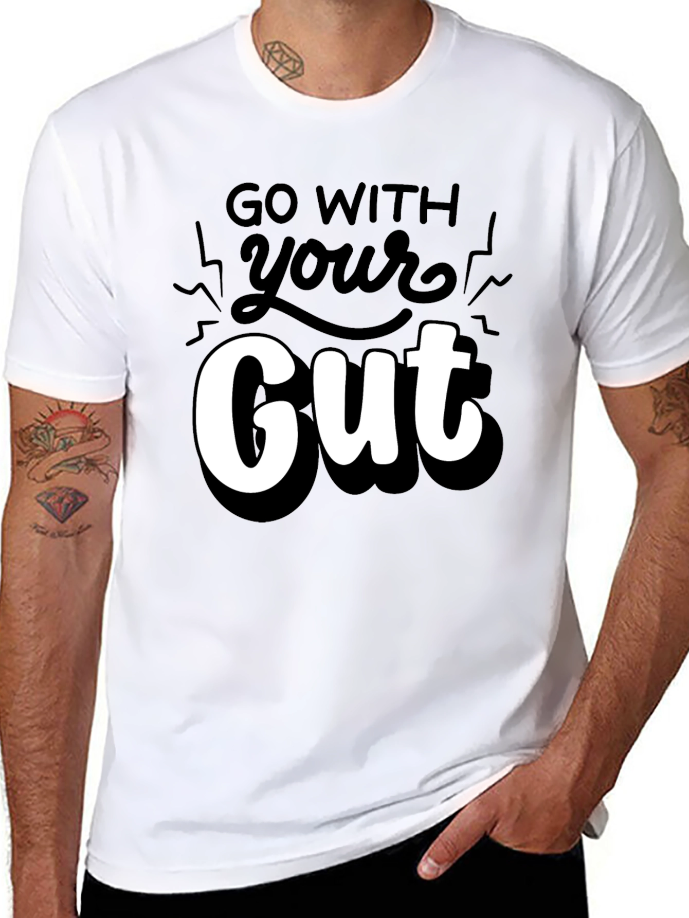 Go With Your Gut Graphic T-Shirt - Black