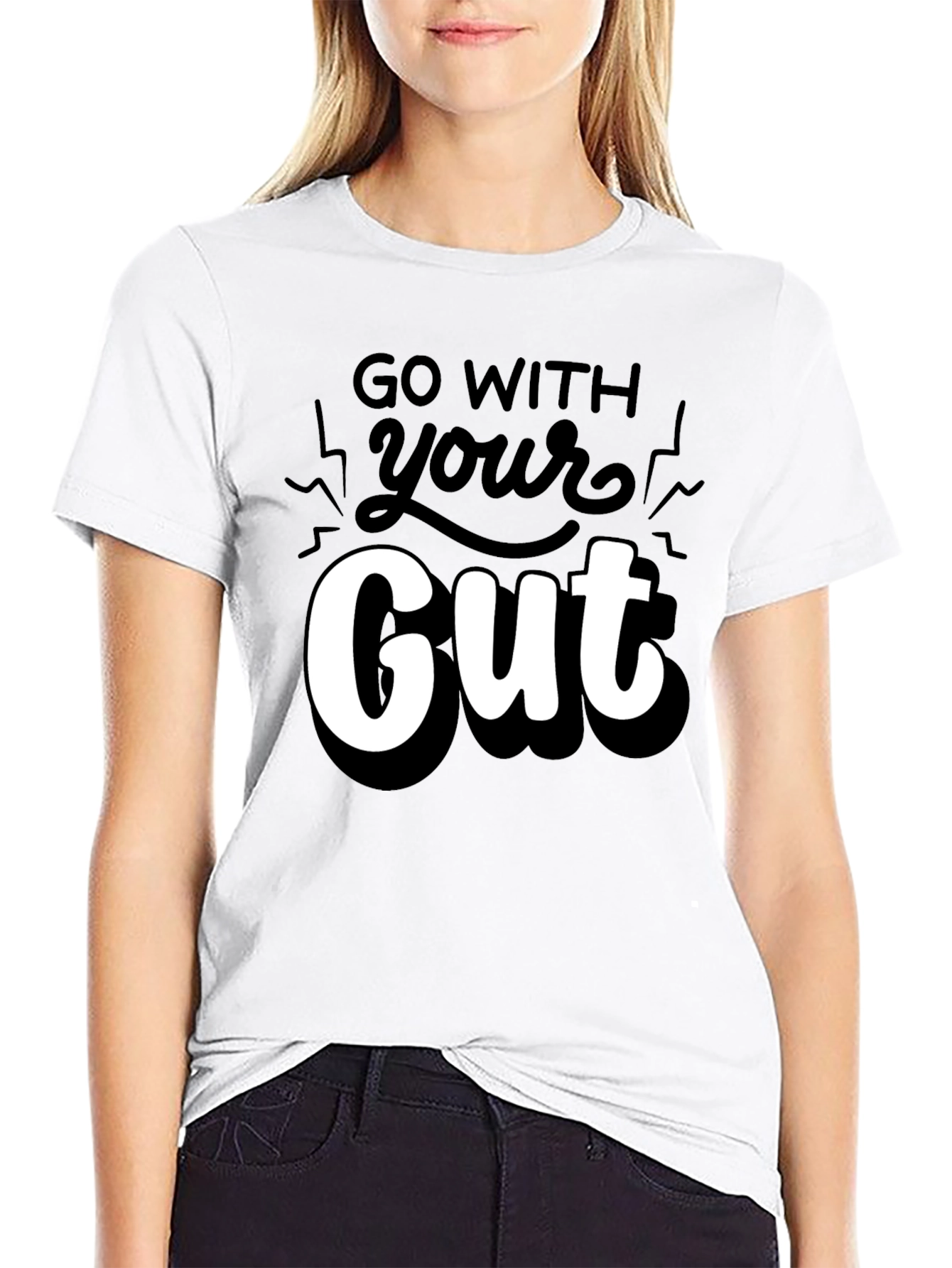Go With Your Gut Graphic T-Shirt - Black