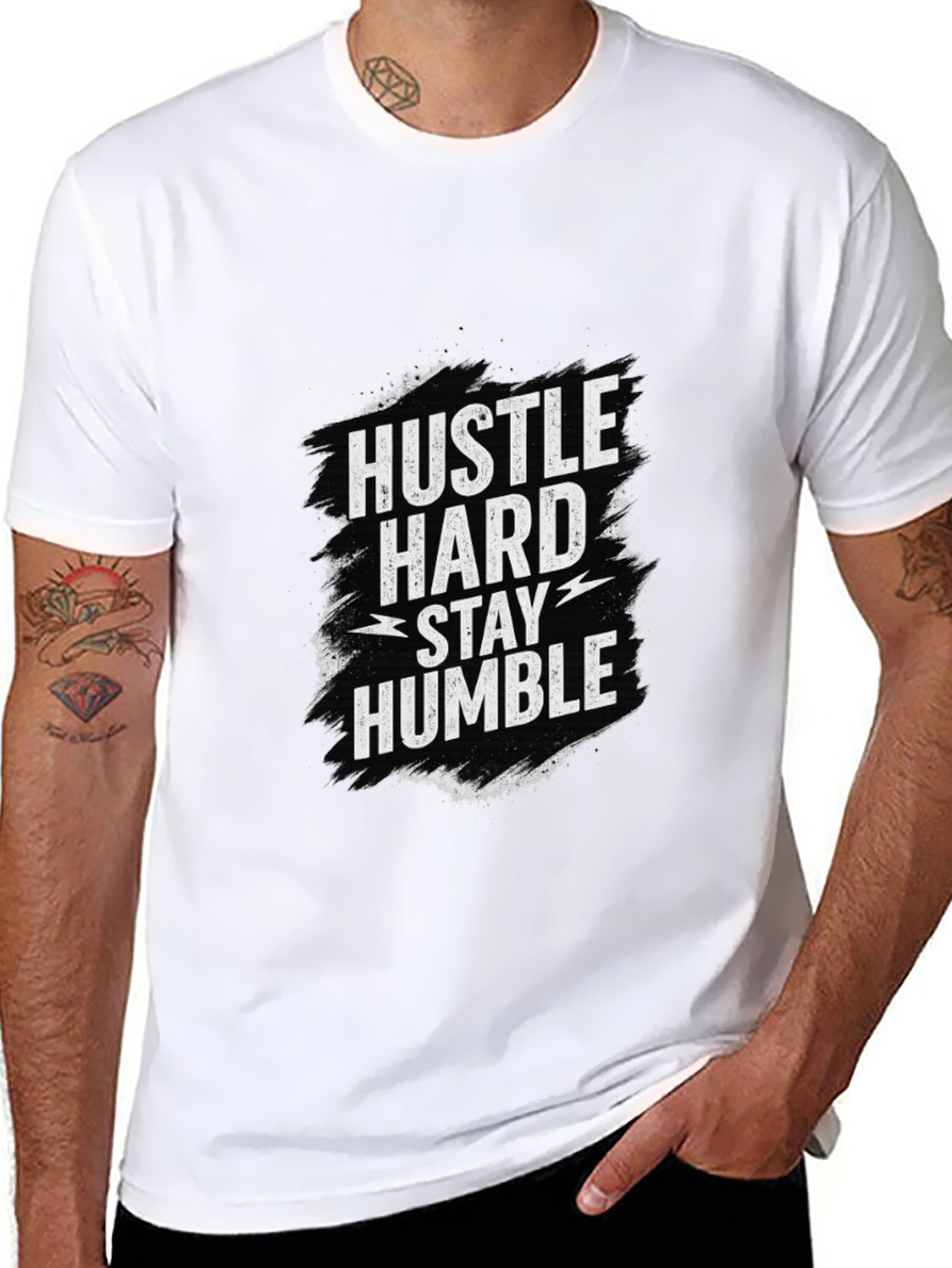 Hustle Hard Stay Humble Graphic Tee - Black