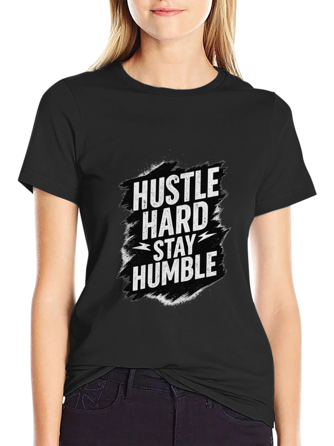 Hustle Hard Stay Humble Graphic Tee - Black