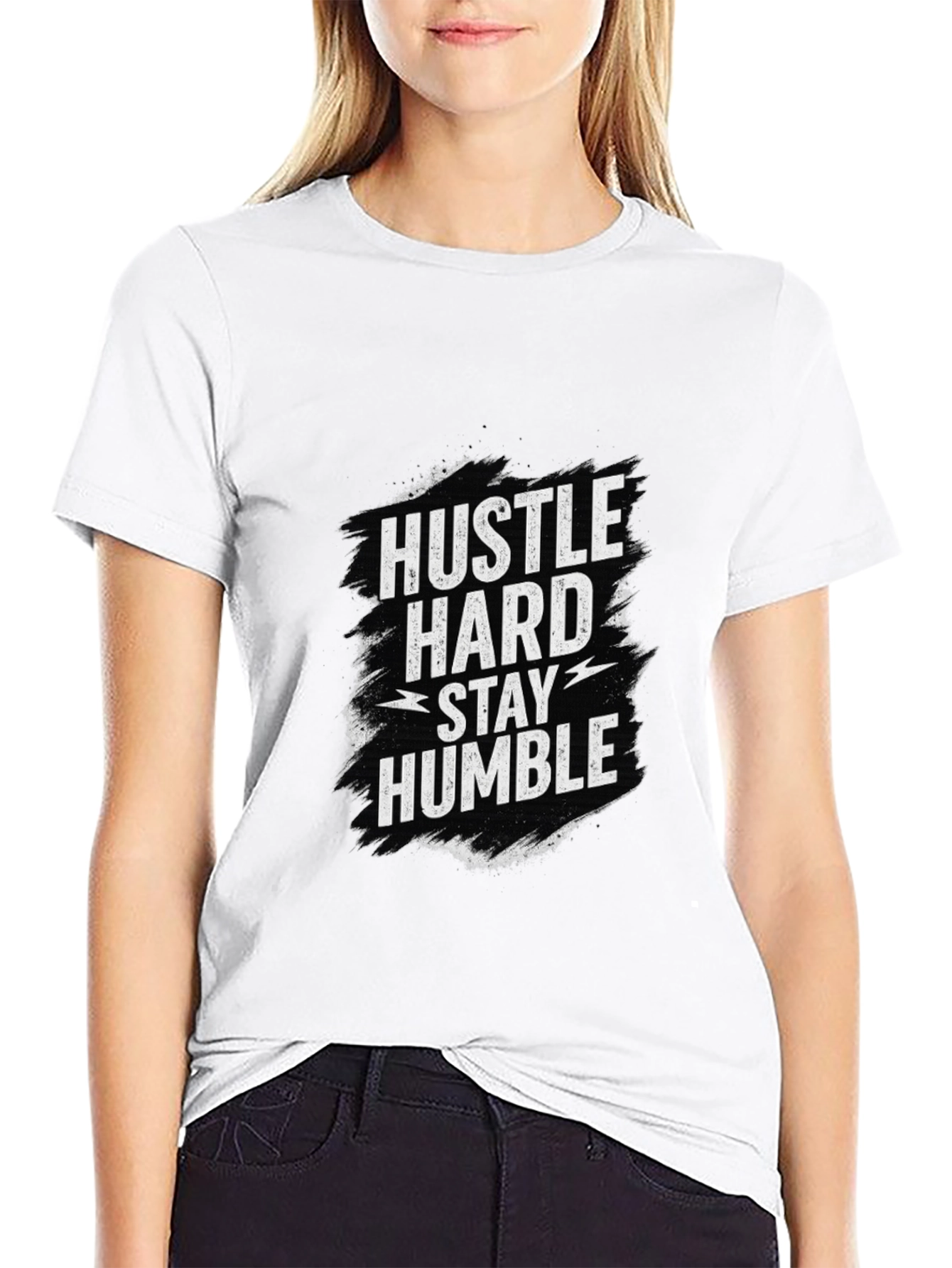 Hustle Hard Stay Humble Graphic Tee - Black