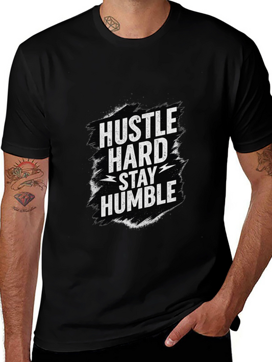 Hustle Hard Stay Humble Graphic Tee - Black