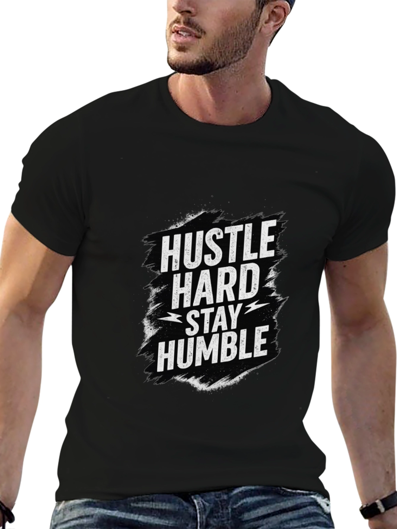Hustle Hard Stay Humble Graphic Tee - Black