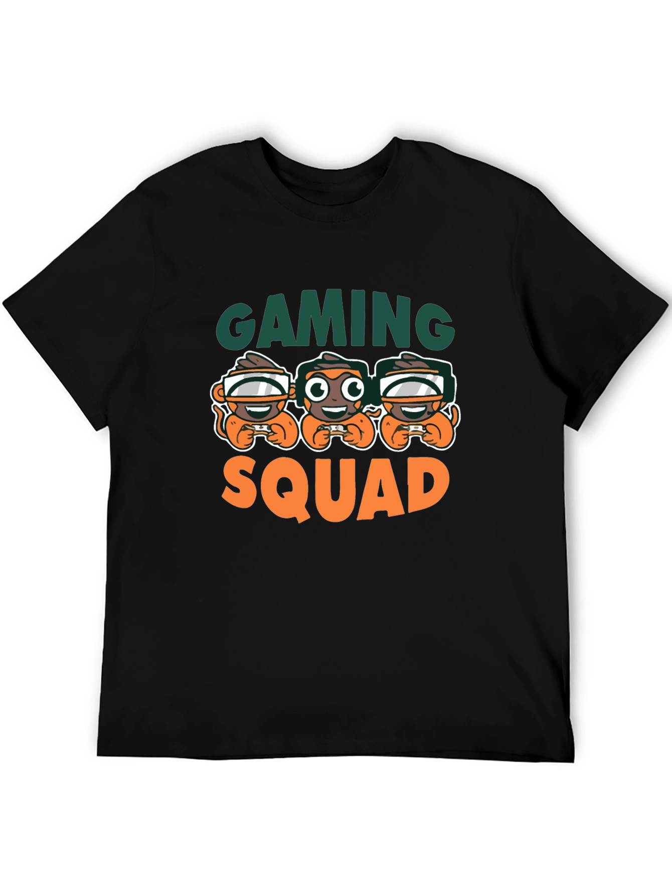 Gaming Squad Black T-Shirt Monkey Gamer Design
