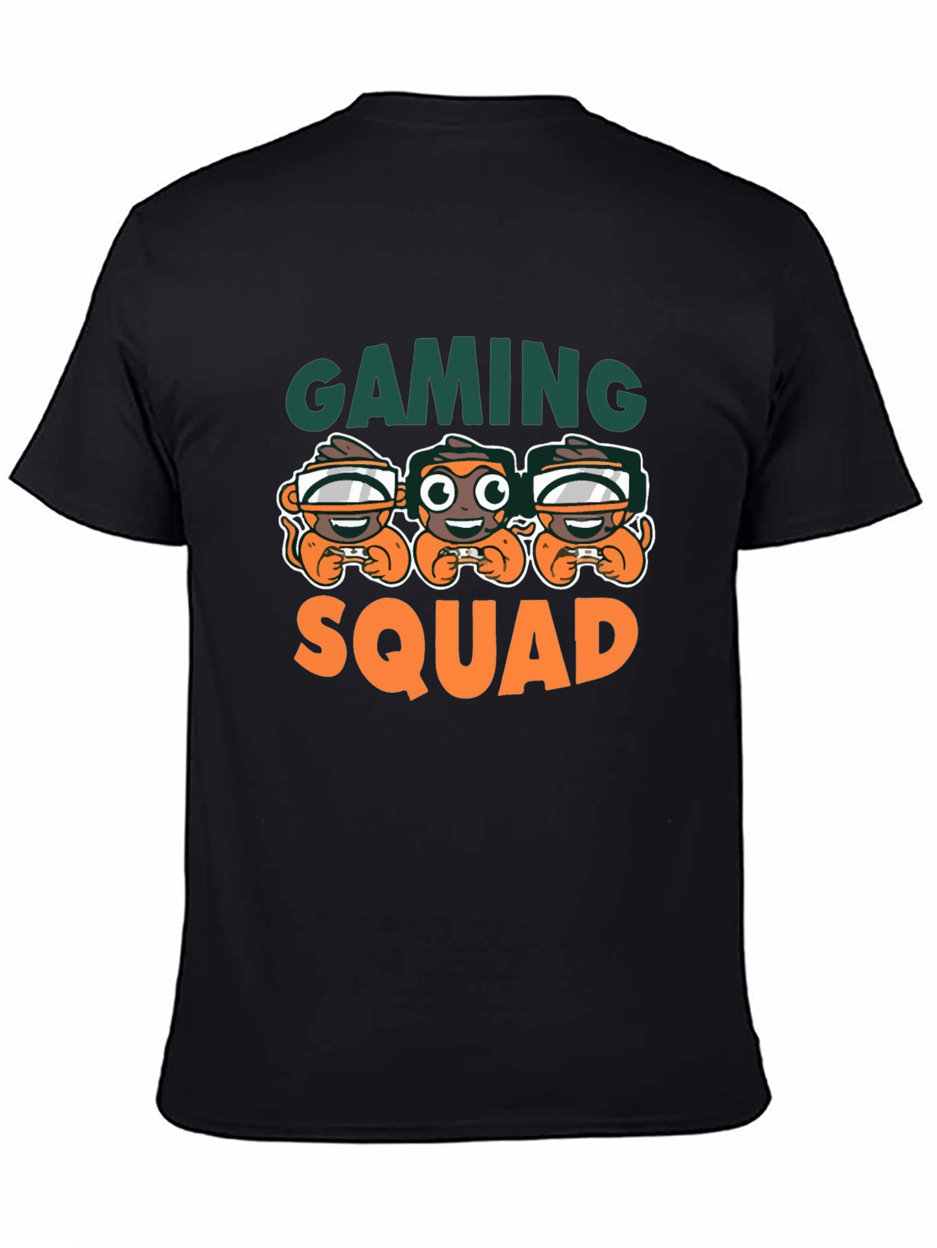 Gaming Squad Black T-Shirt Monkey Gamer Design