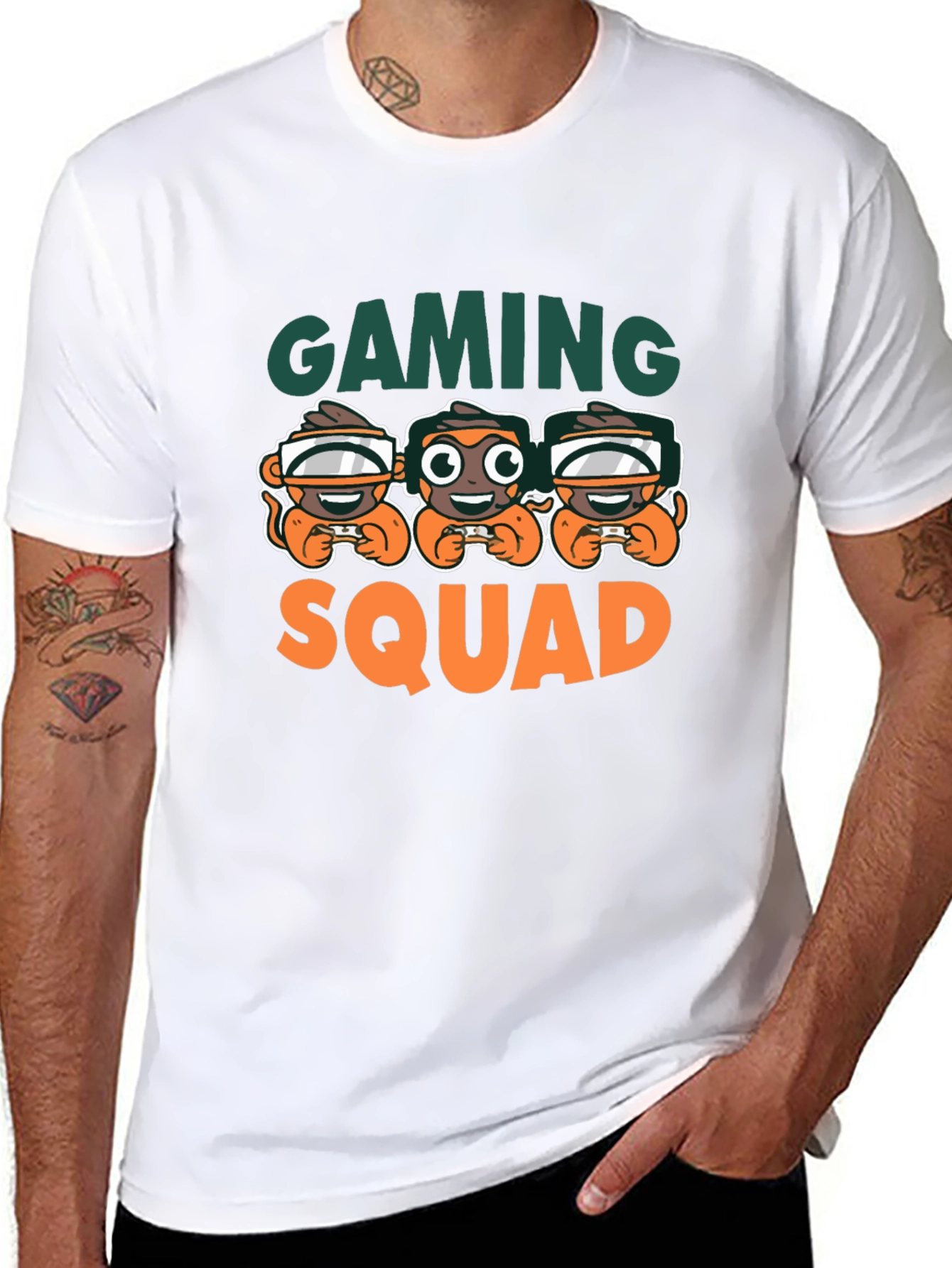 Gaming Squad Black T-Shirt Monkey Gamer Design