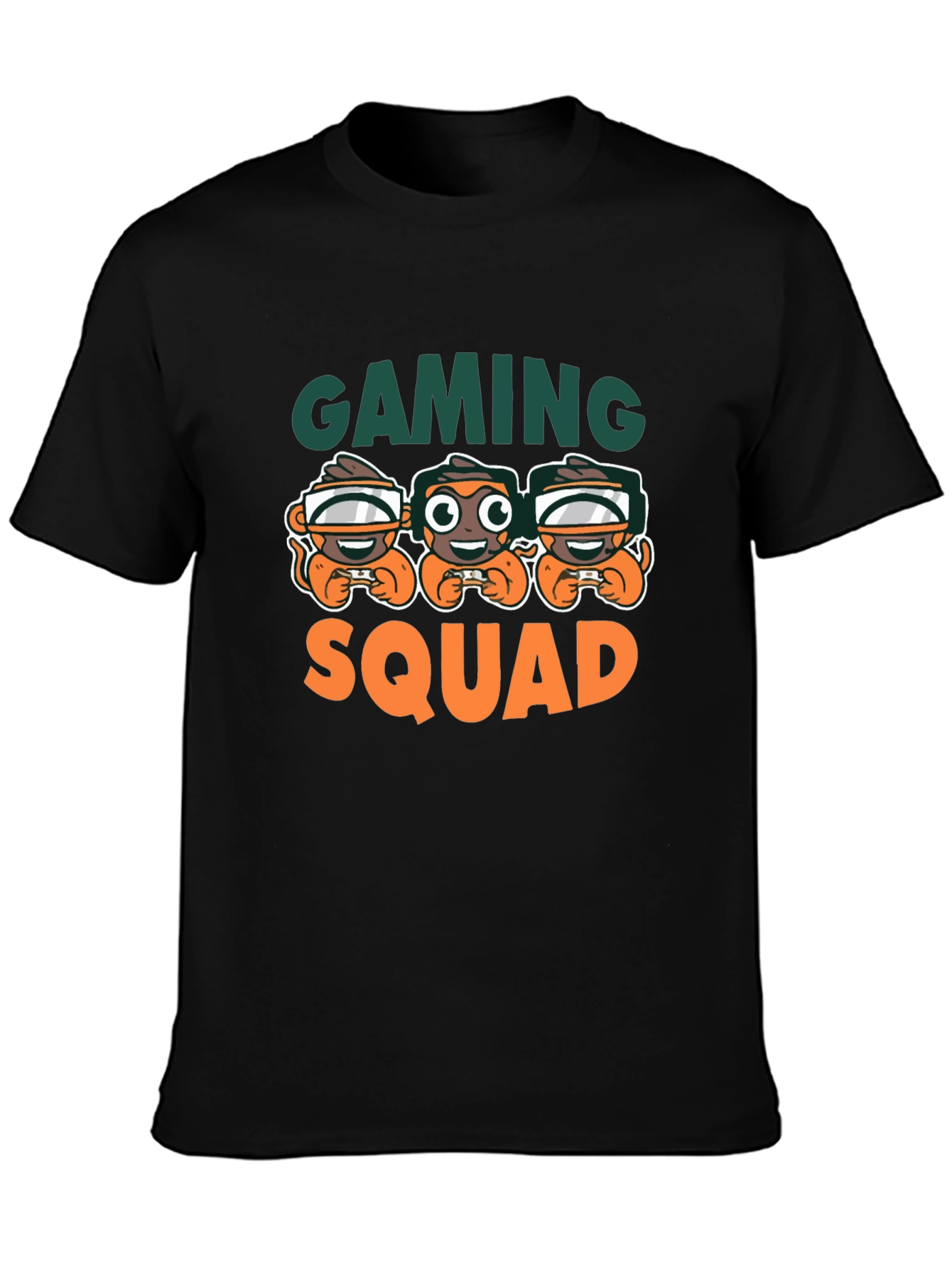 Gaming Squad Black T-Shirt Monkey Gamer Design