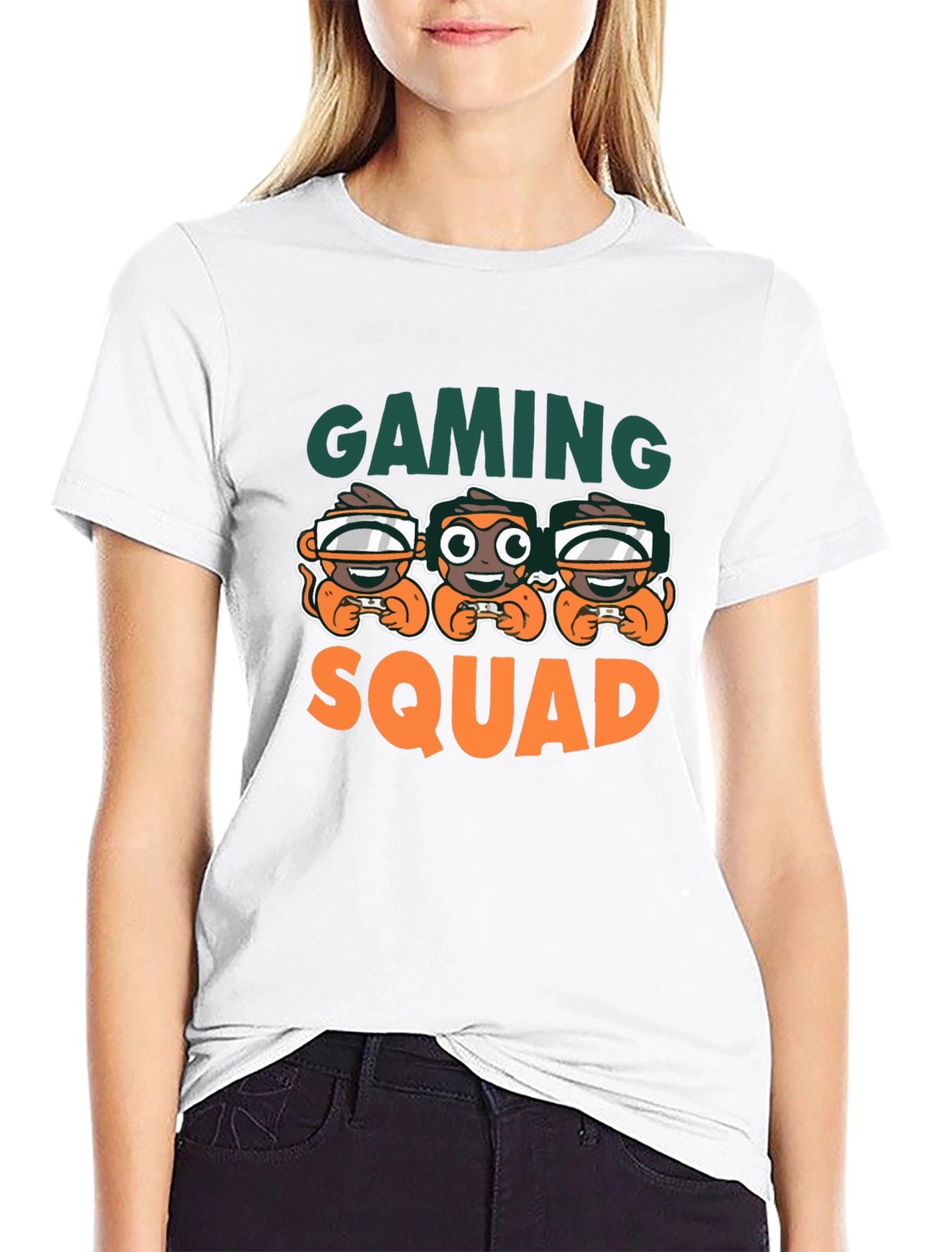 Gaming Squad Black T-Shirt Monkey Gamer Design