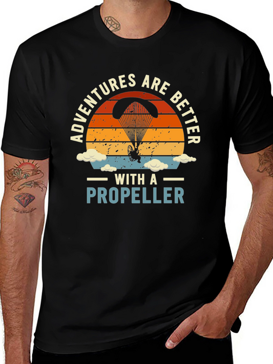 Adventures with a Propeller T-Shirt - Black Cotton Tee
