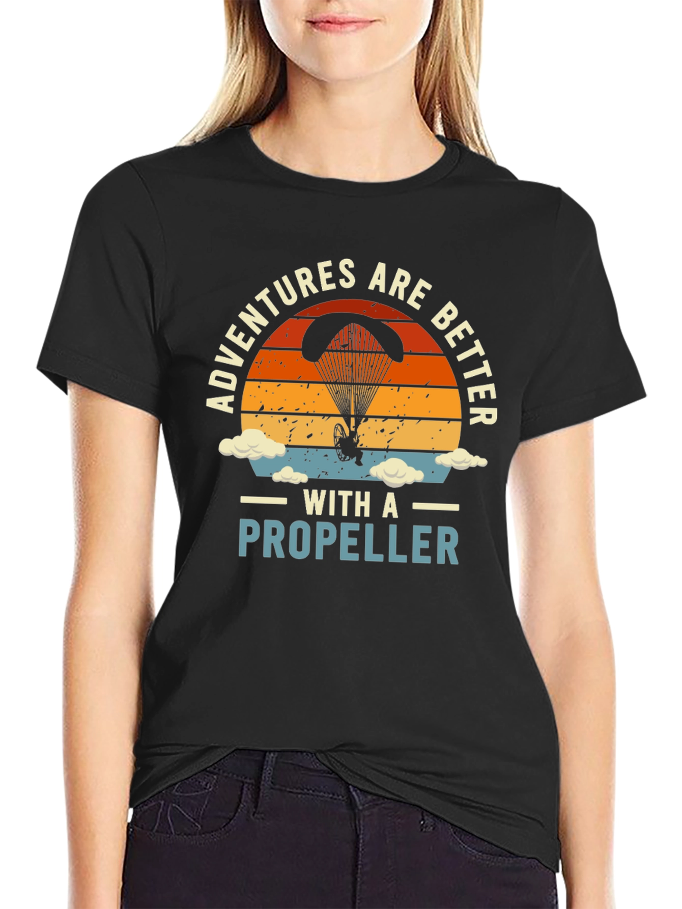 Adventures with a Propeller T-Shirt - Black Cotton Tee