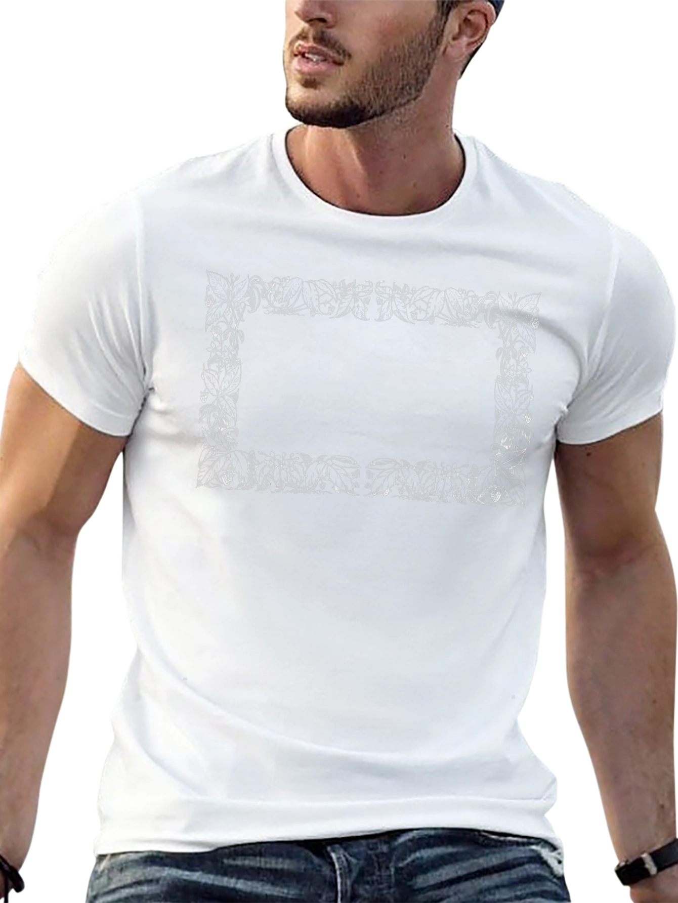 Botanical Frame Graphic Tee - Modern Black T-Shirt