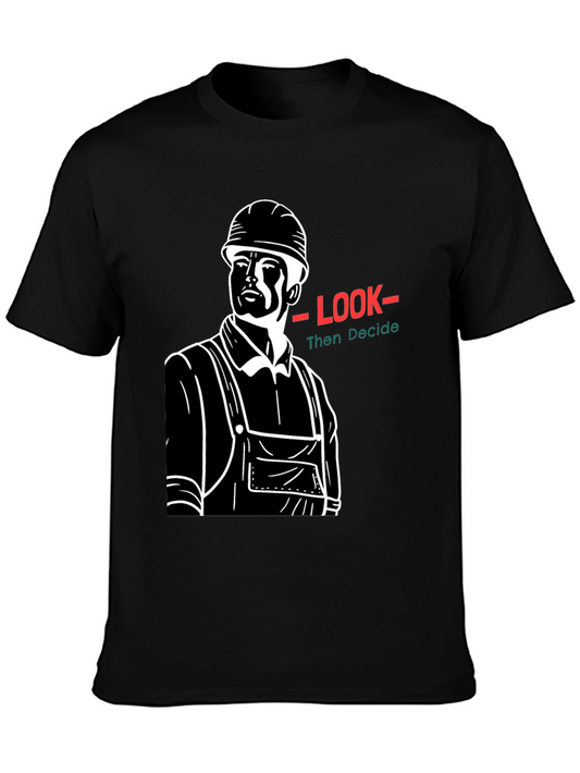 Look Then Decide Black Graphic T-Shirt