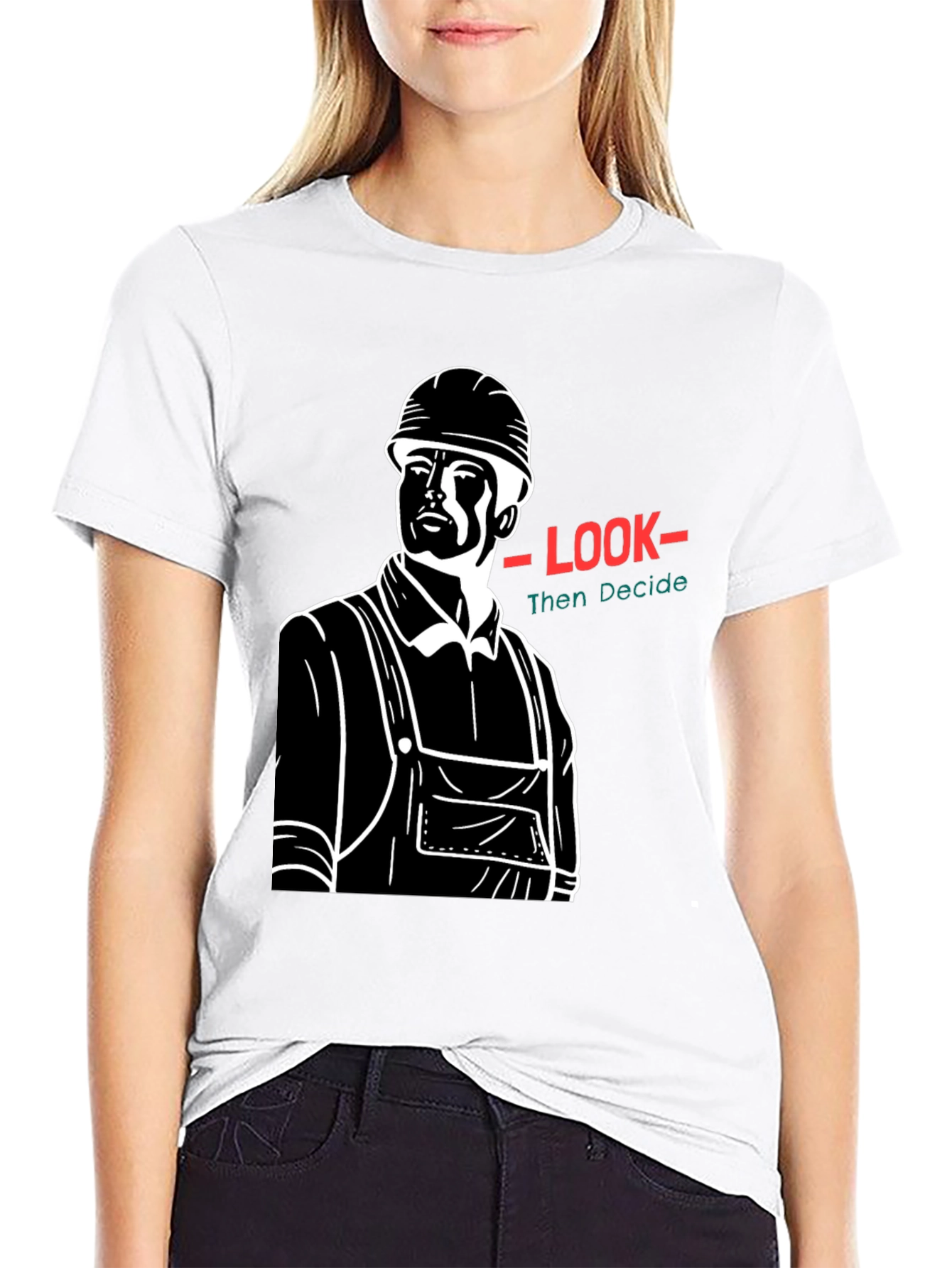 Look Then Decide Black Graphic T-Shirt