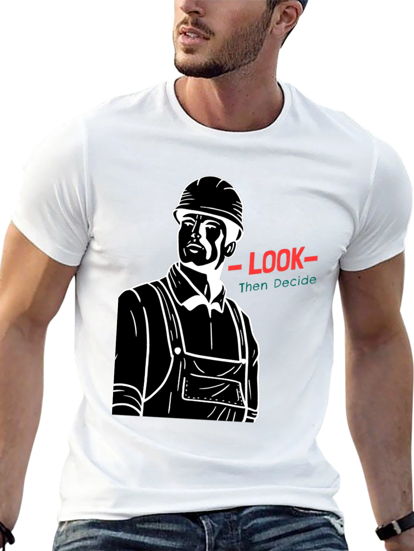 Look Then Decide Black Graphic T-Shirt