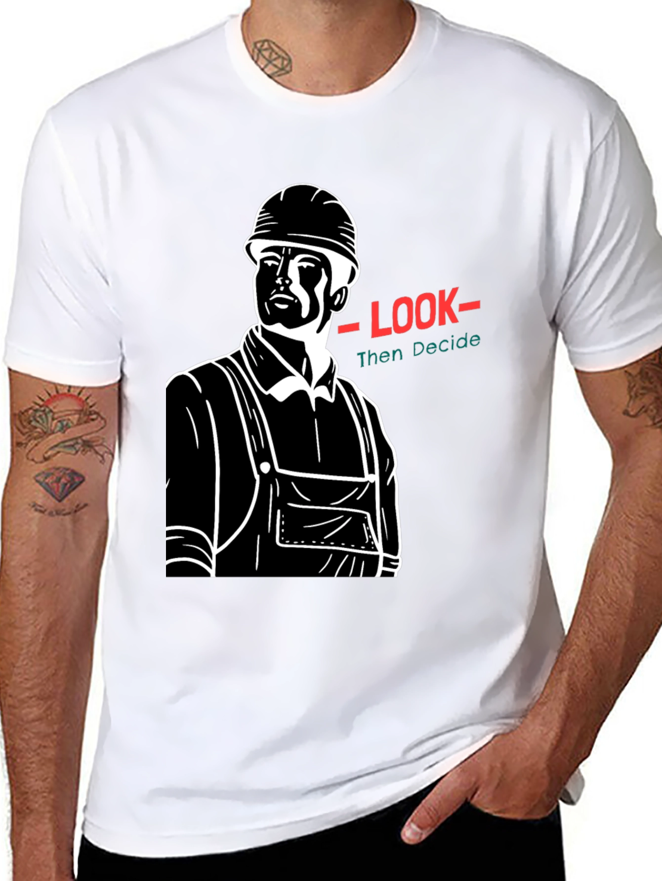 Look Then Decide Black Graphic T-Shirt