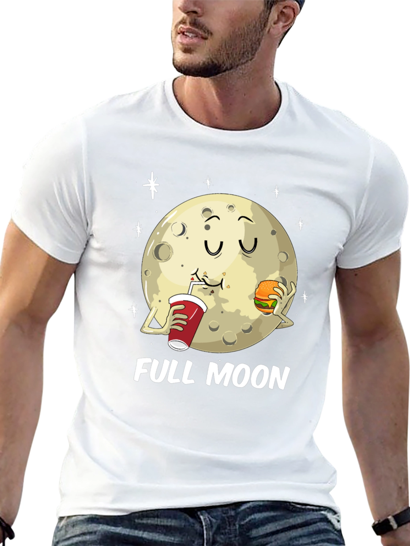 Full Moon Eating Graphic T-Shirt