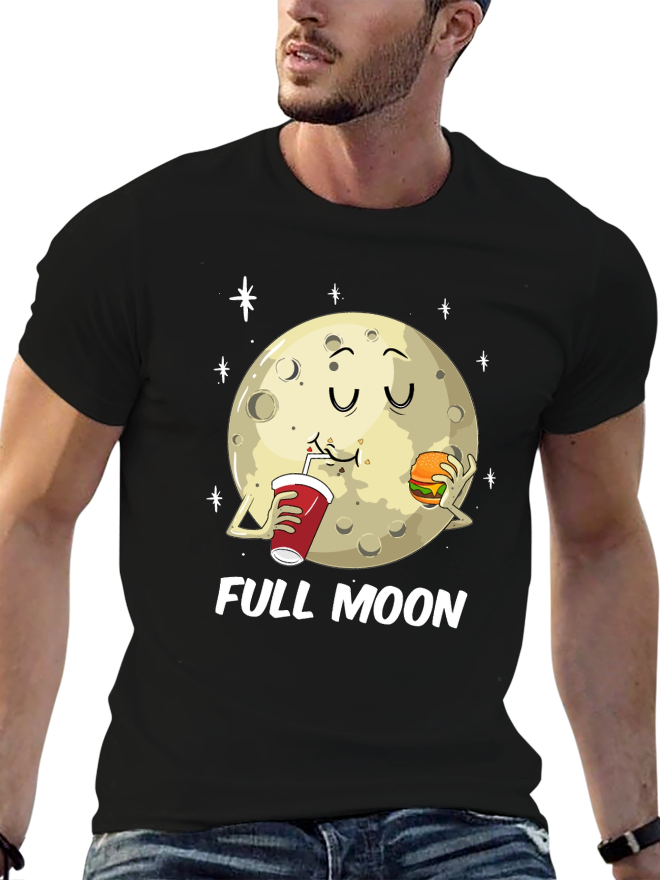 Full Moon Eating Graphic T-Shirt