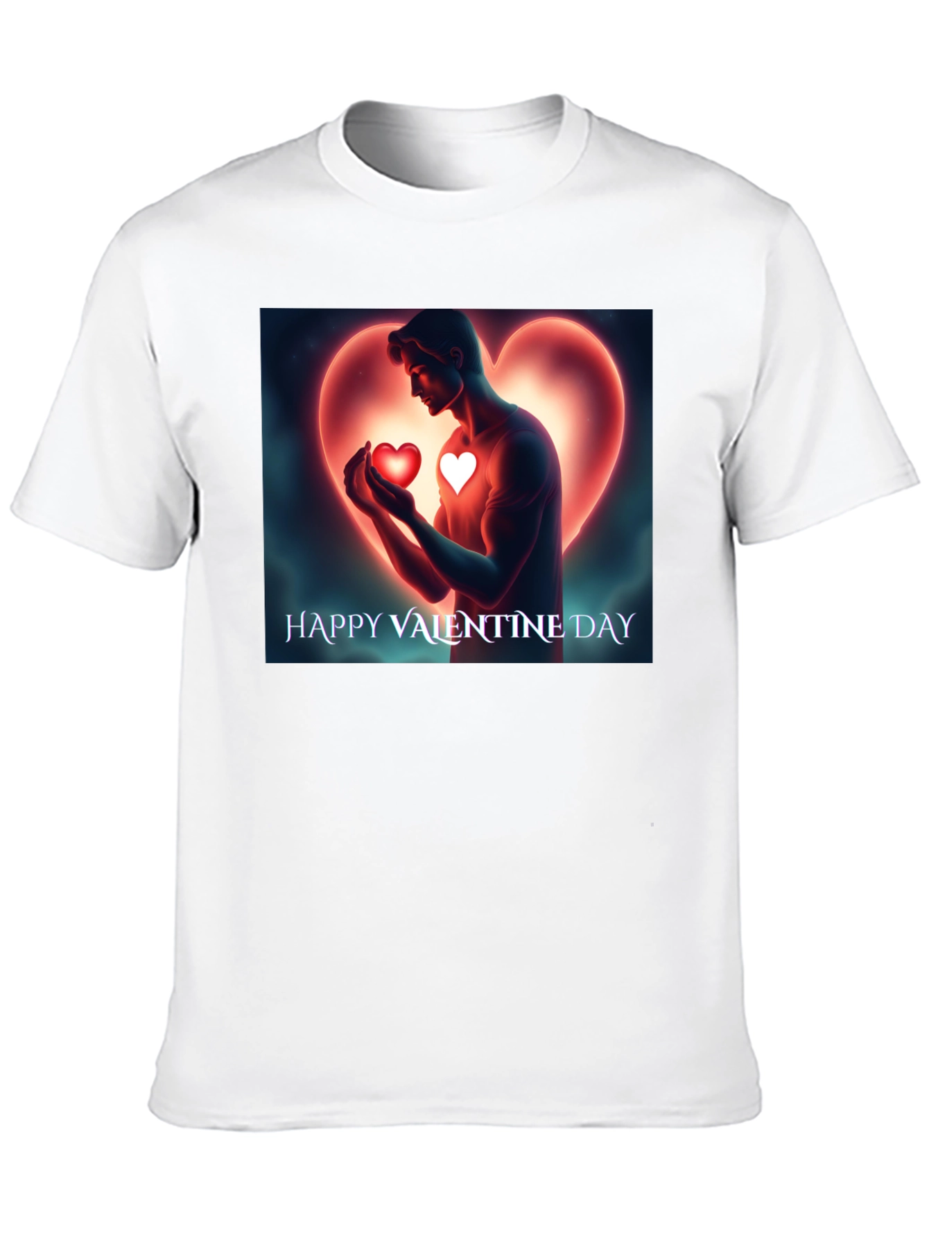 Valentines Day Heart Graphic Black T-Shirt