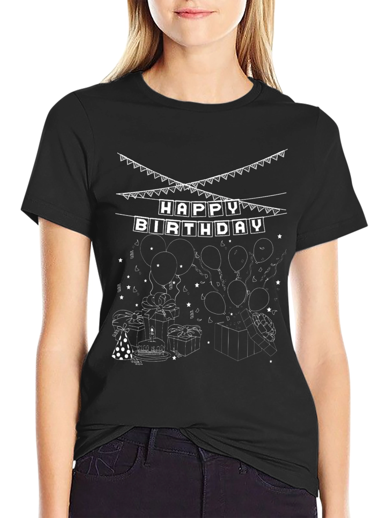 Happy Birthday Graphic Print T-Shirt