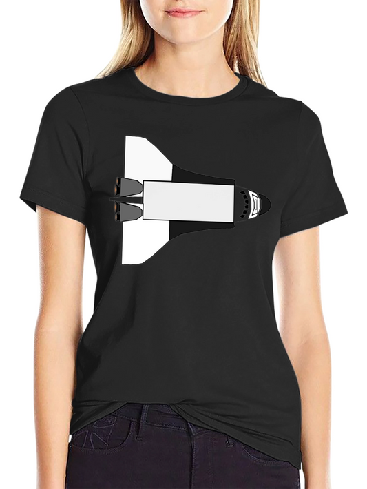 Space Shuttle Graphic Tee - Black Cotton Blend