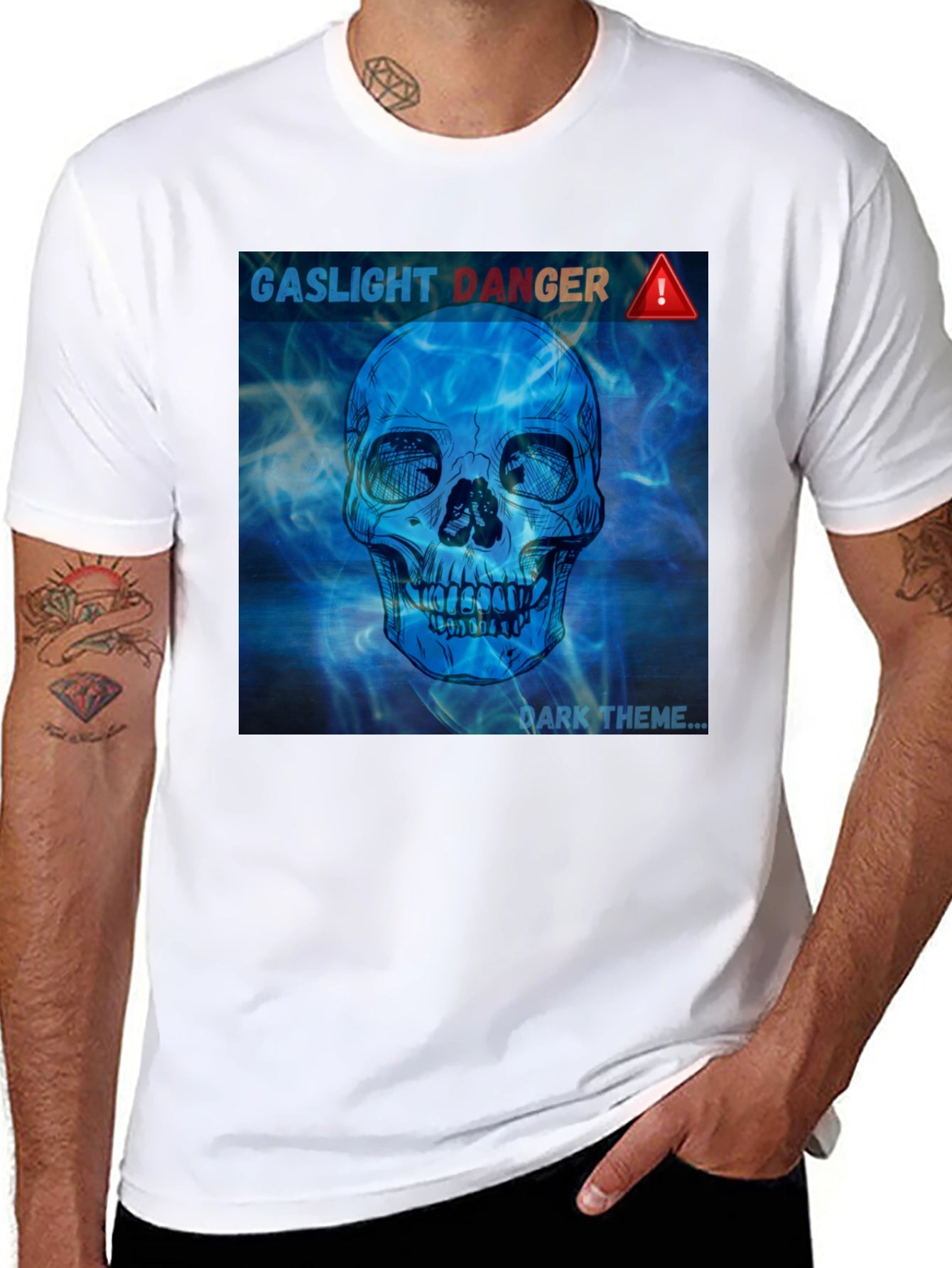 Gaslight Danger Skull Graphic Tee - Dark Theme