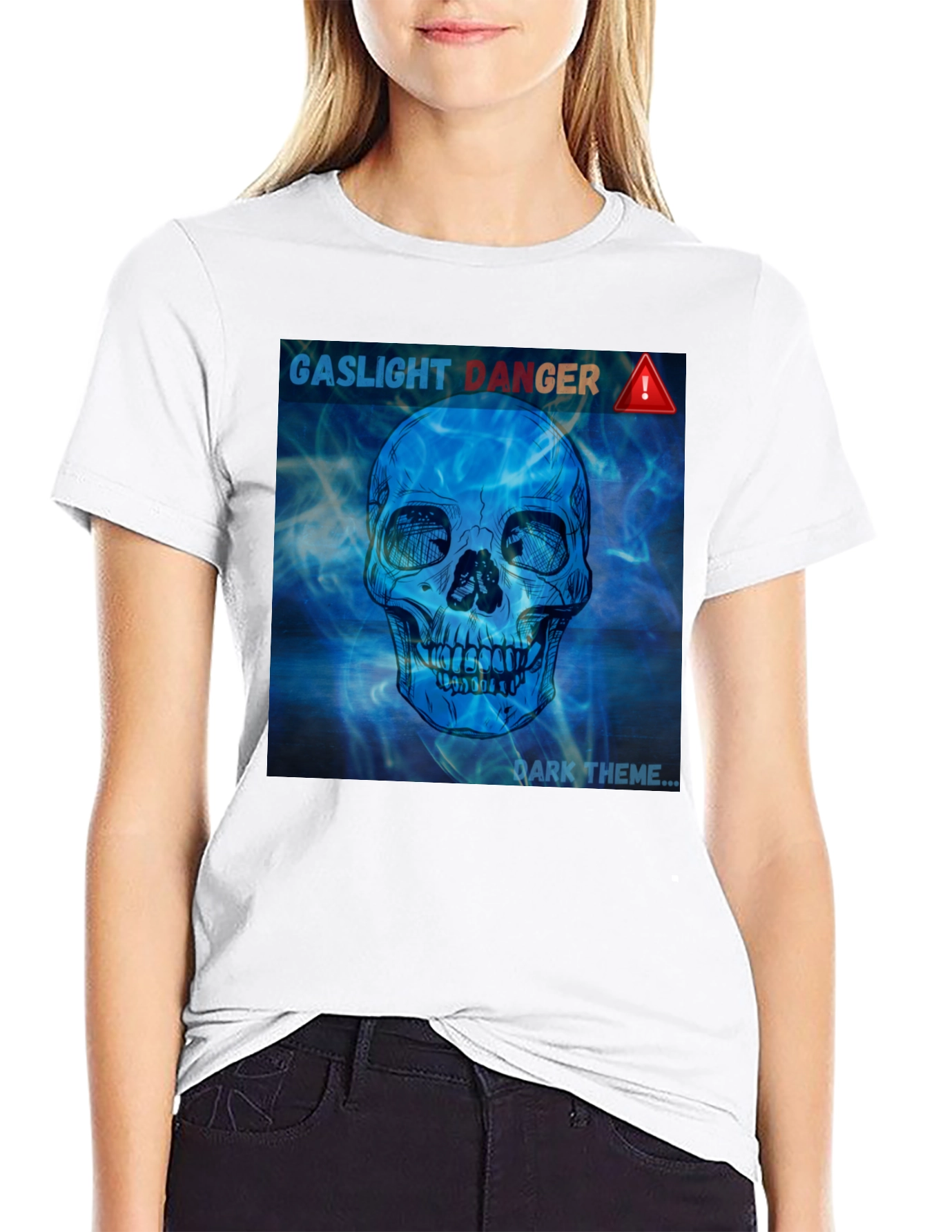 Gaslight Danger Skull Graphic Tee - Dark Theme