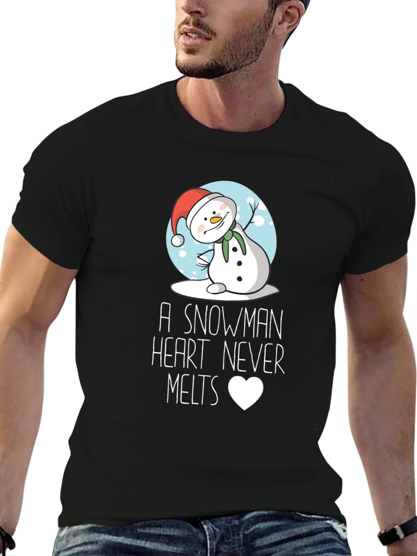Snowman Heart Never Melts Graphic Tee