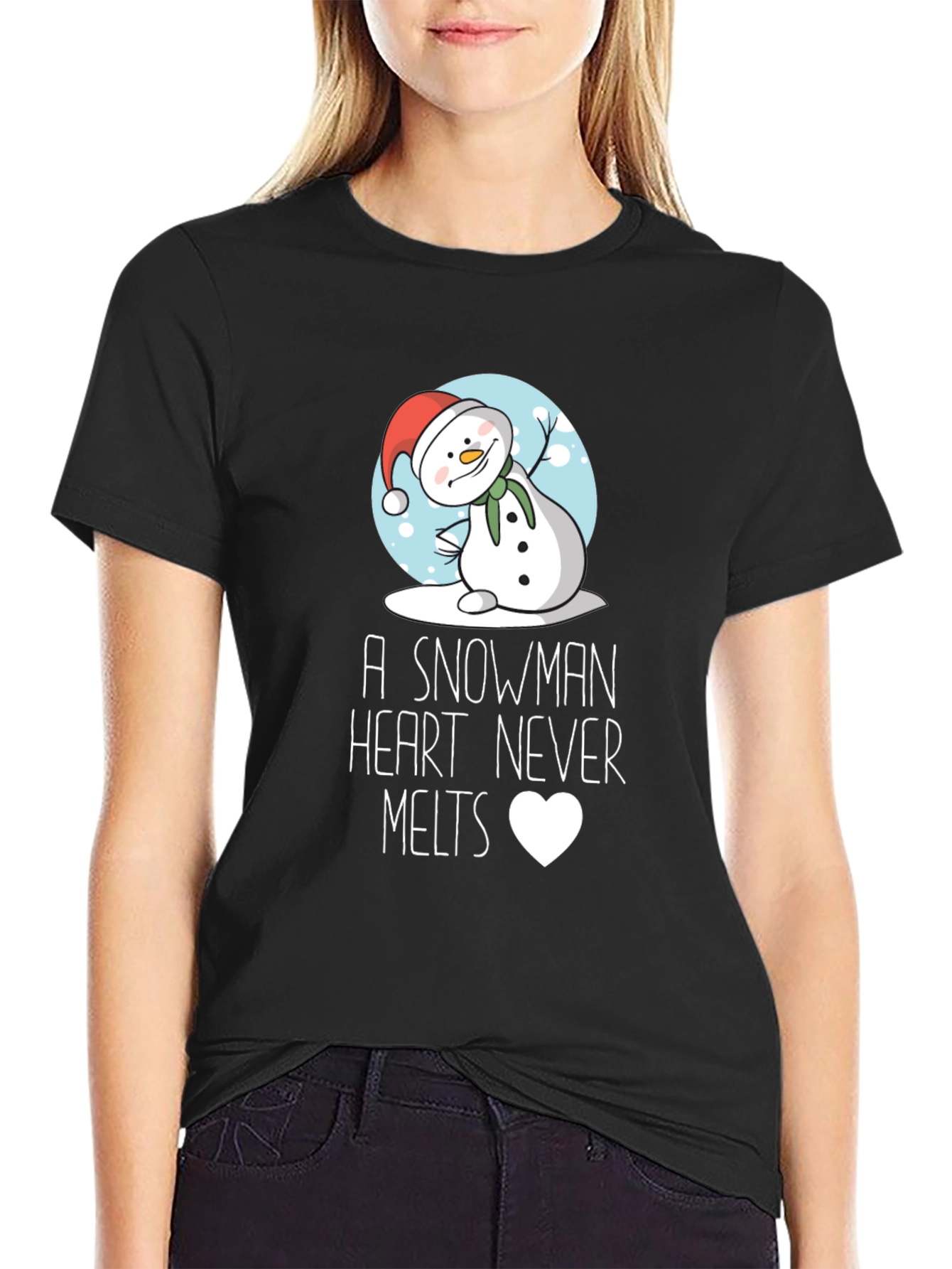 Snowman Heart Never Melts Graphic Tee