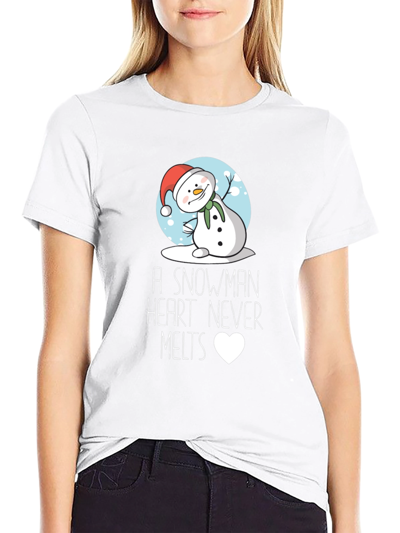 Snowman Heart Never Melts Graphic Tee