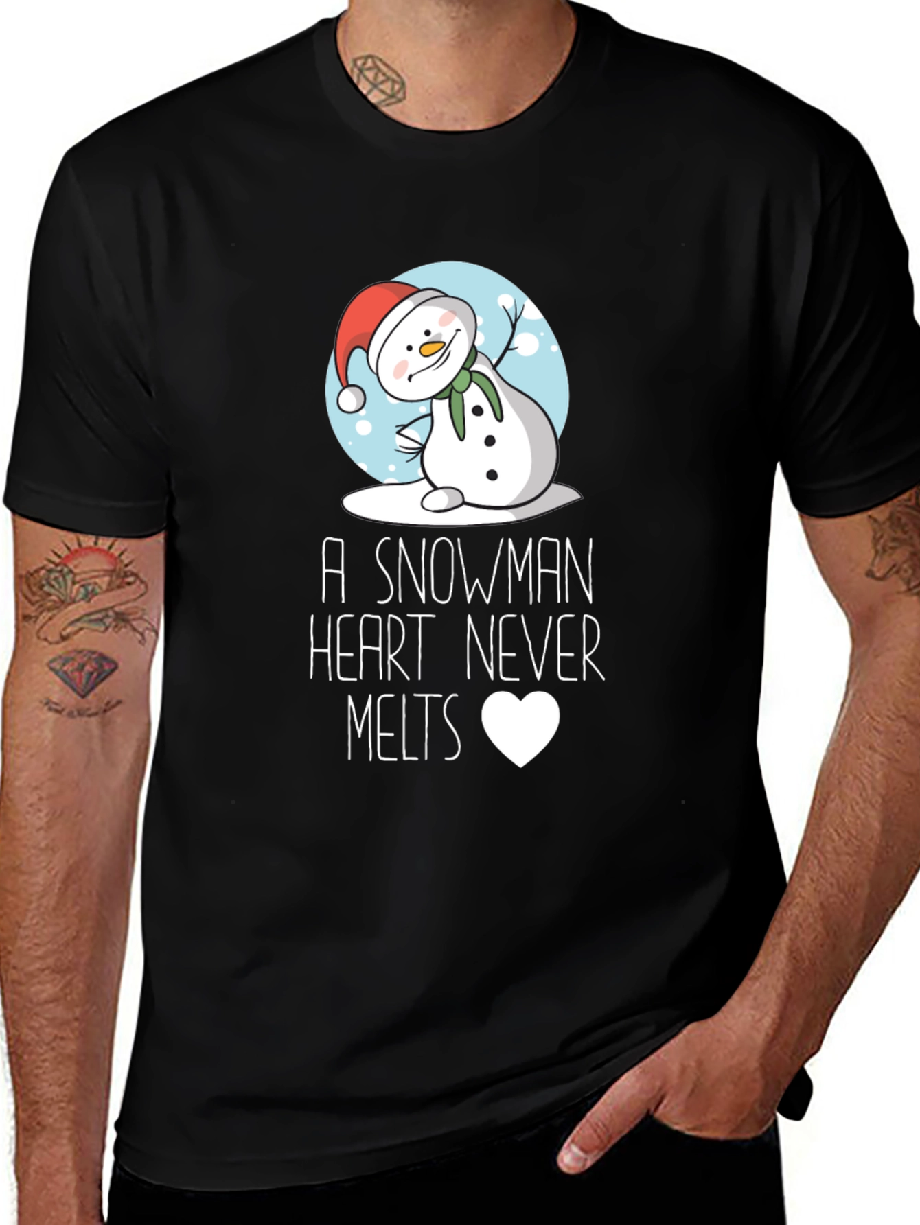 Snowman Heart Never Melts Graphic Tee