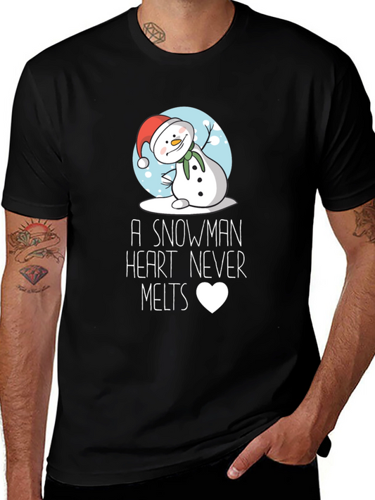 Snowman Heart Never Melts Graphic Tee
