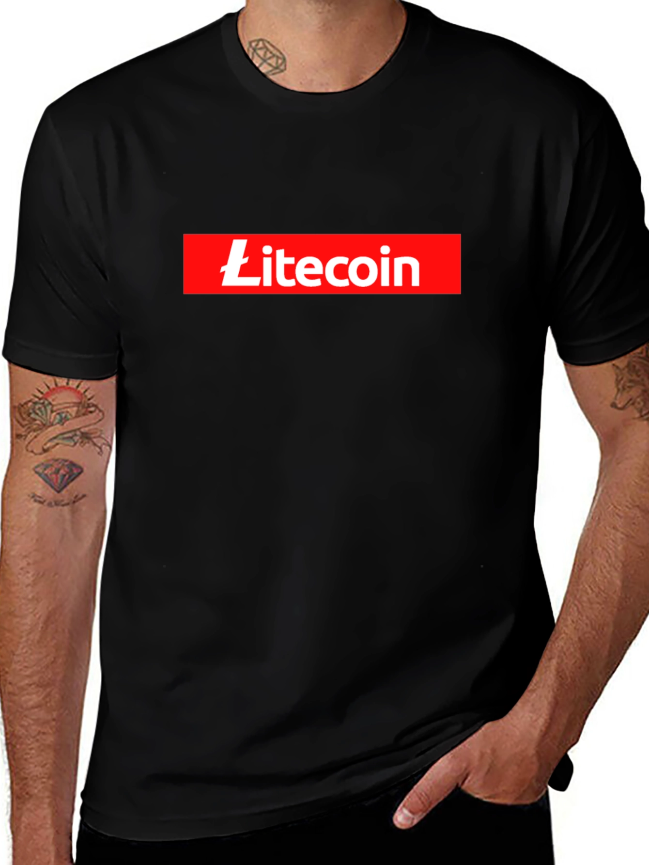 Litecoin Box Logo Black T-Shirt Crypto Currency Tee