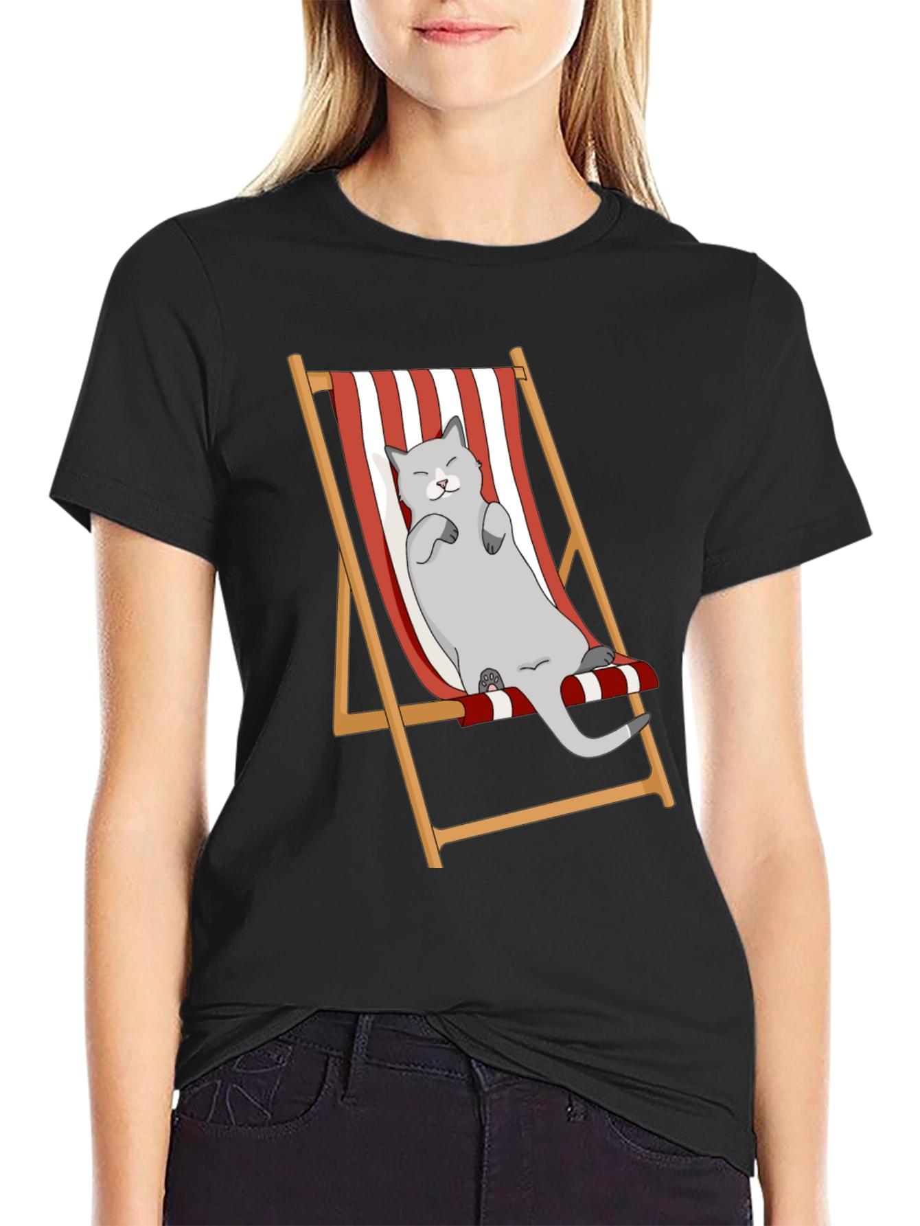 Relaxed Cat Deckchair Graphic Tee