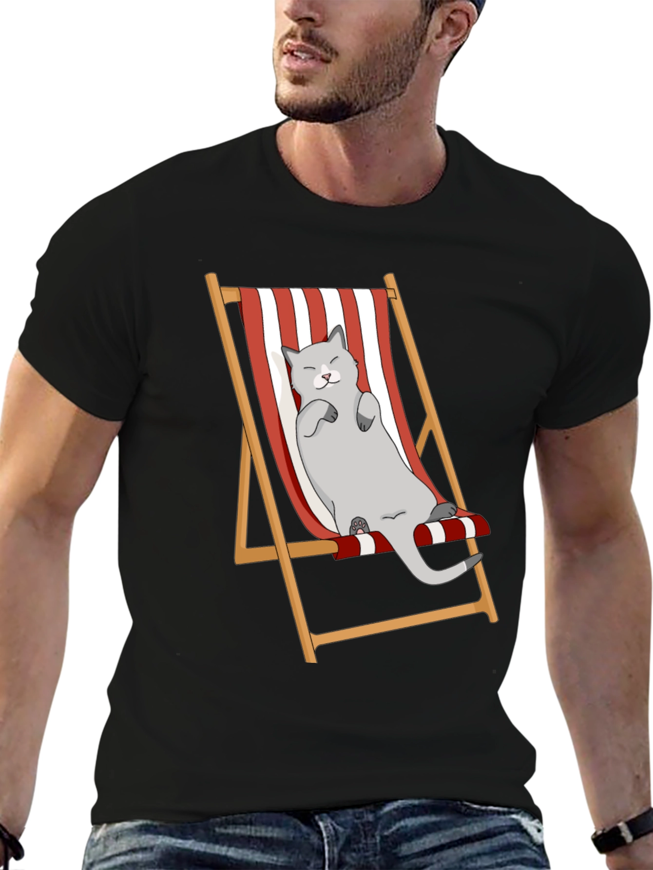 Relaxed Cat Deckchair Graphic Tee