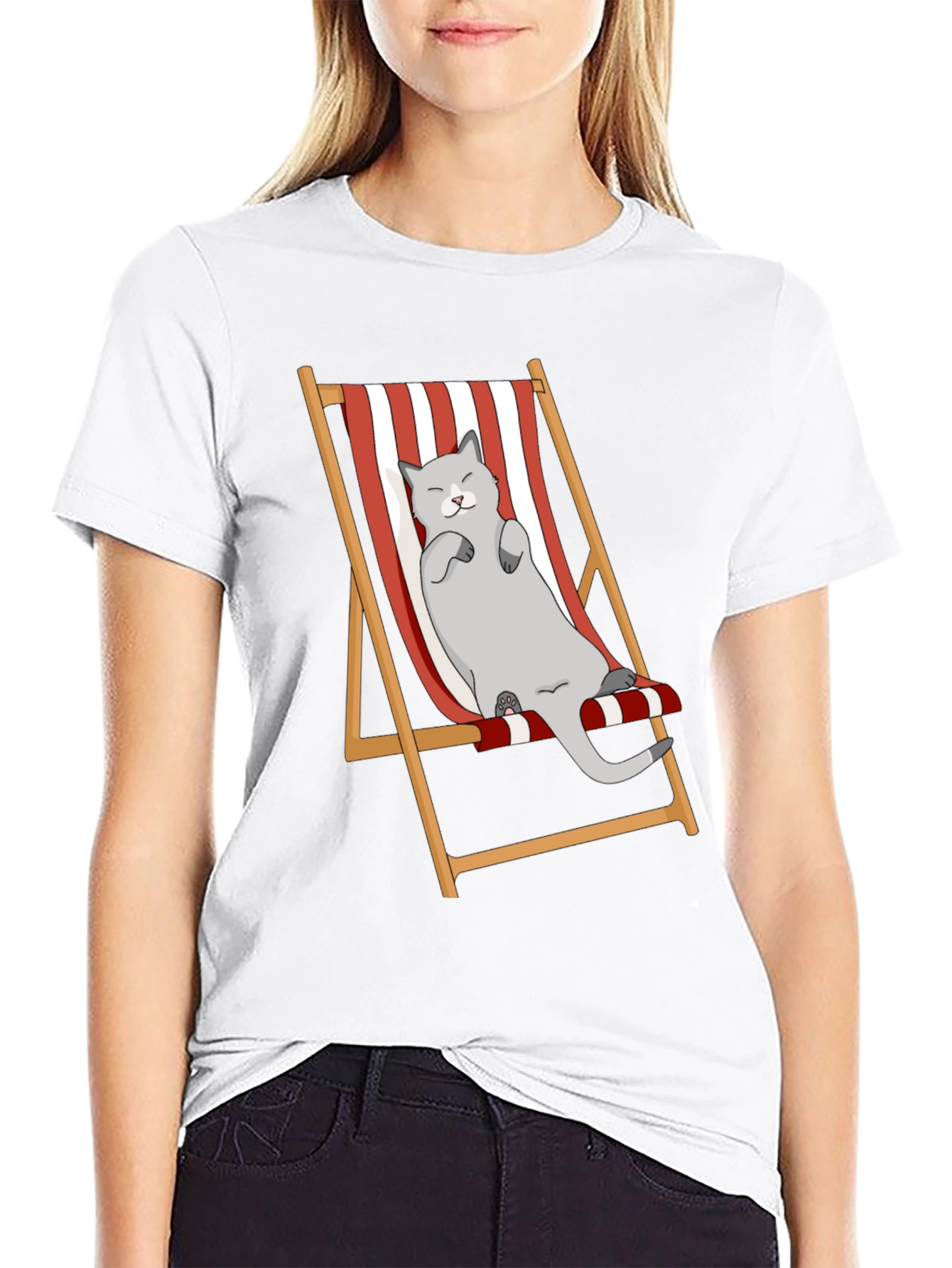 Relaxed Cat Deckchair Graphic Tee